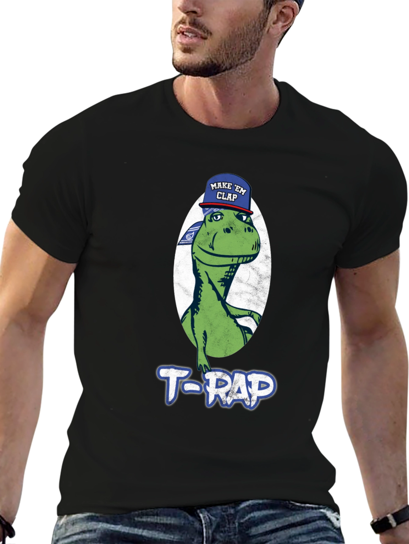 Black T-RAP Dinosaur Graphic Tee - Make 'em Clap view 6