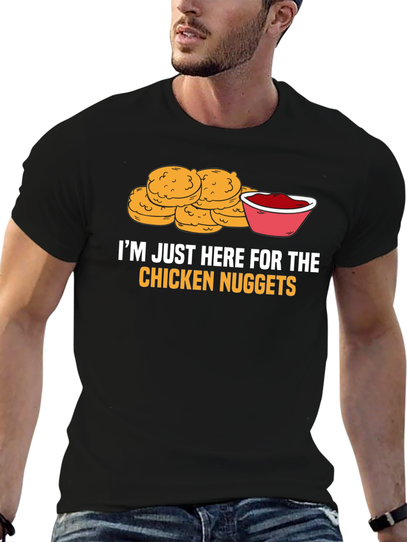 Black Chicken Nugget Lover T-Shirt view 6