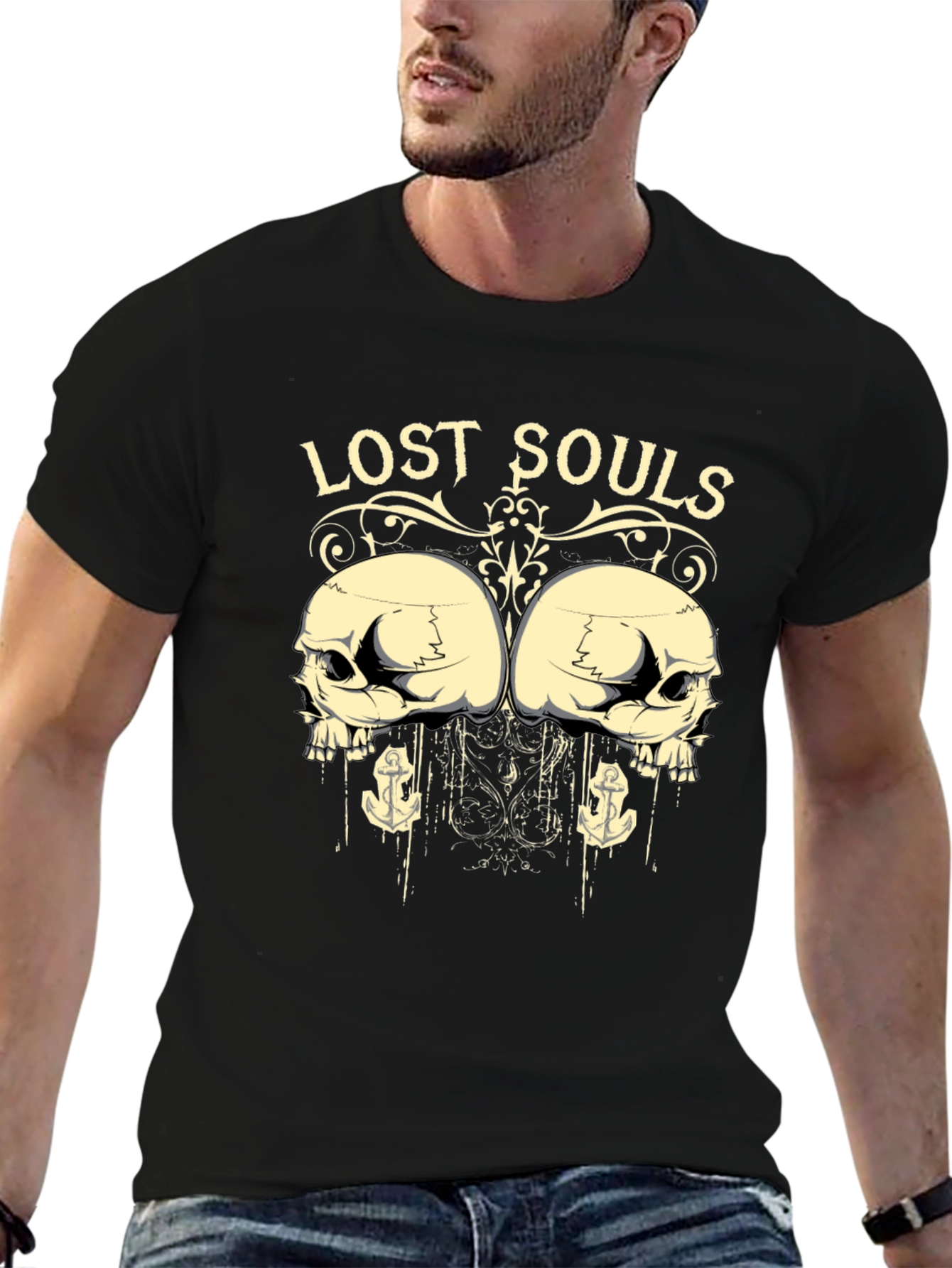 Black Lost Souls Graphic Print T-Shirt - Unisex view 6