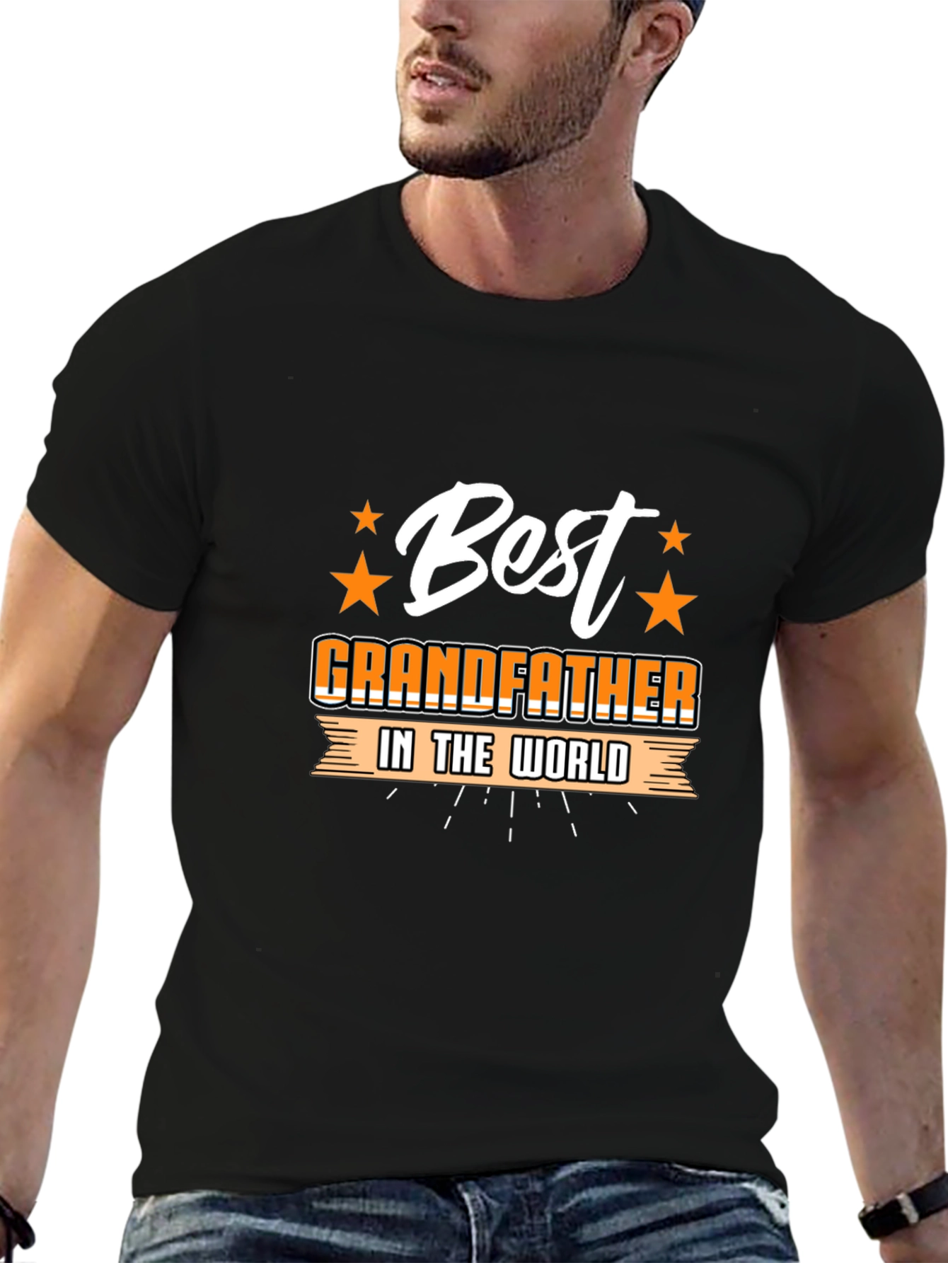 Black Best Grandfather T-Shirt - Black, Graphic Tee view 6