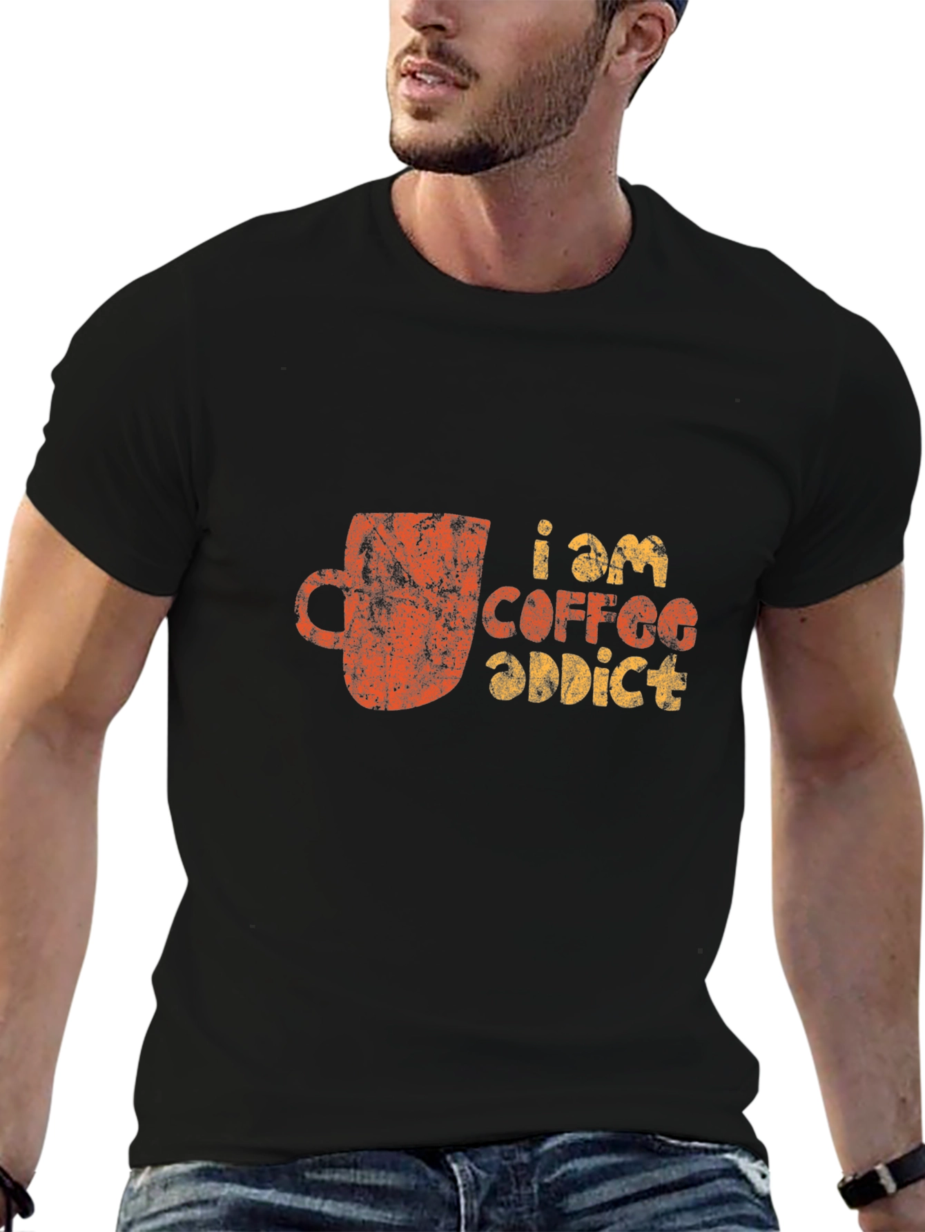 Black Coffee Addict Graphic Tee - Black Short Sleeve T-Shirt view 6