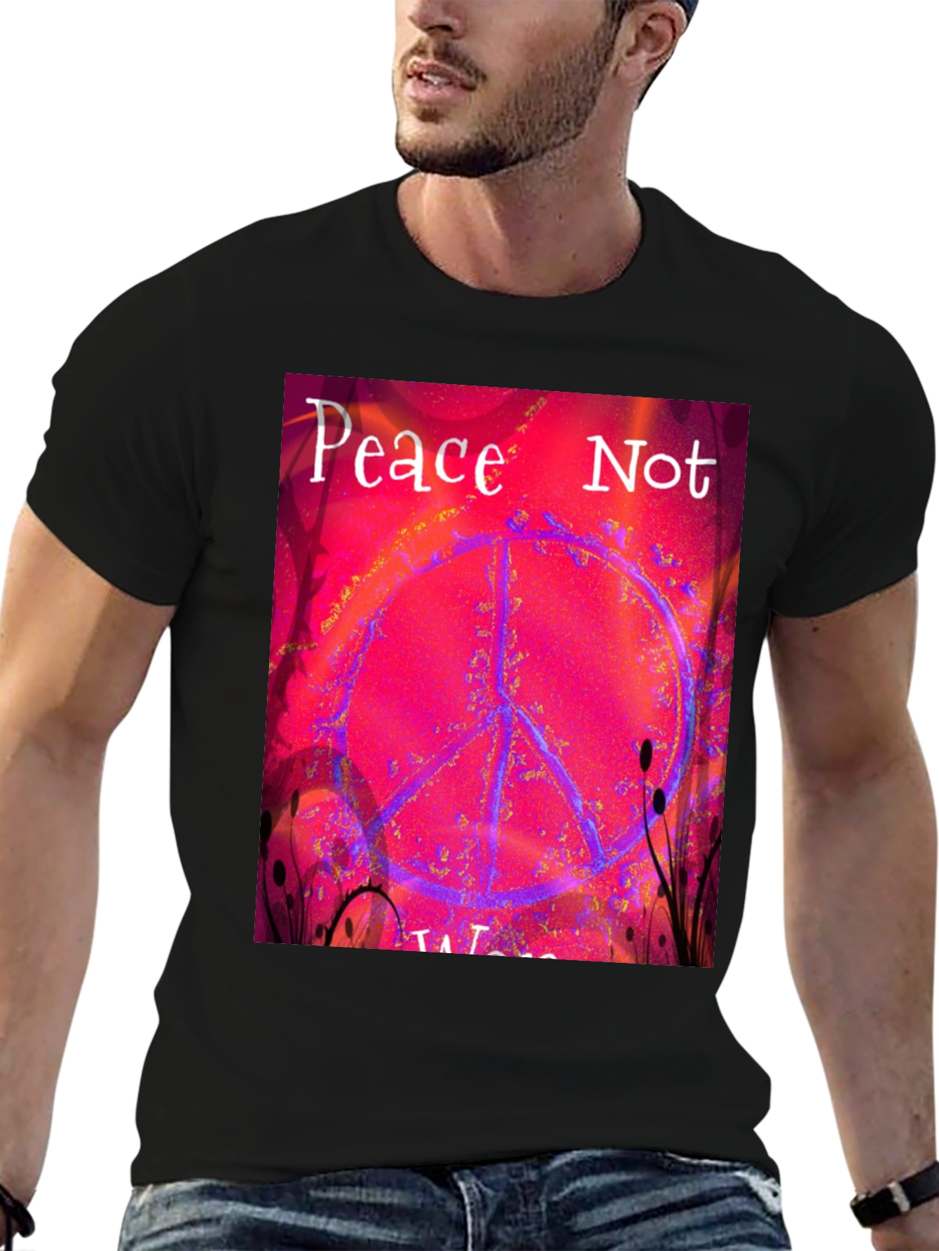 Black Peace Not War Graphic Tee view 6