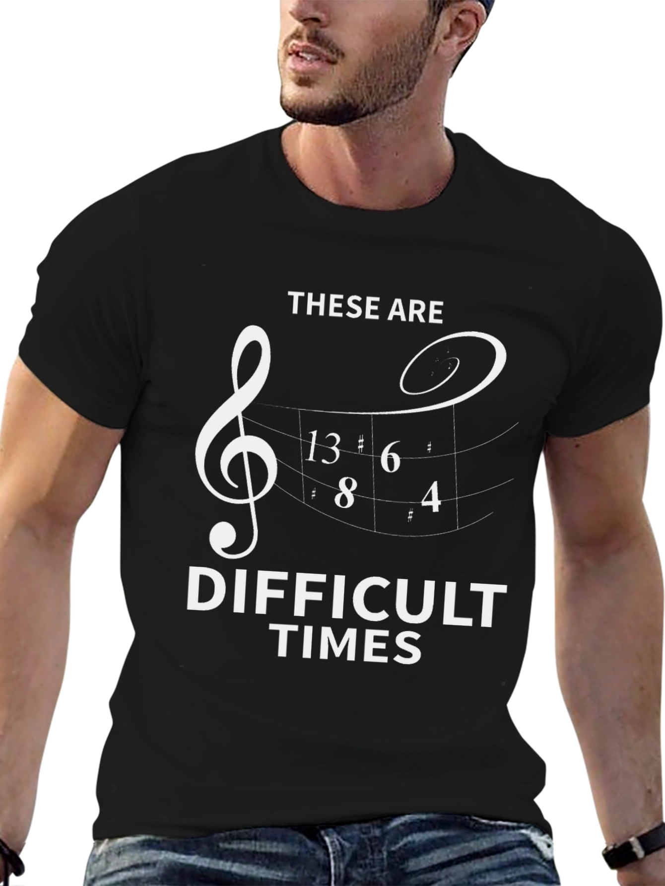 Black Difficult Times Music T-Shirt view 6