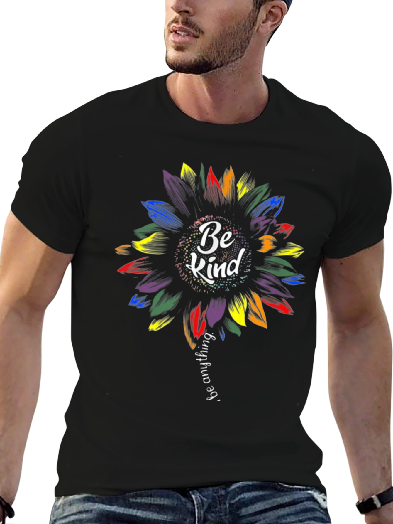 Black Be Kind Sunflower Graphic T-Shirt view 6