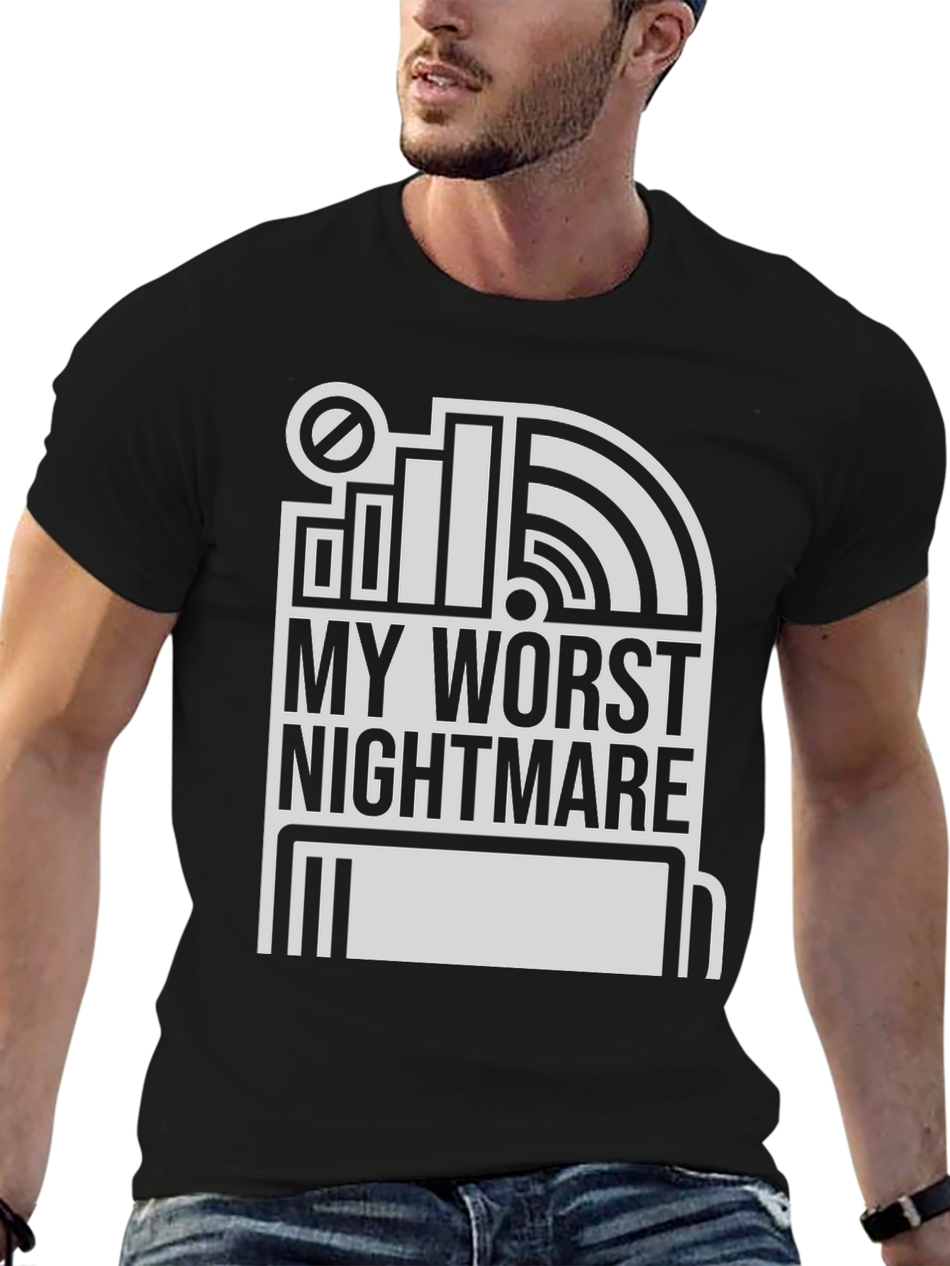 Black My Worst Nightmare Graphic T-Shirt - Tech Humor Tee view 6
