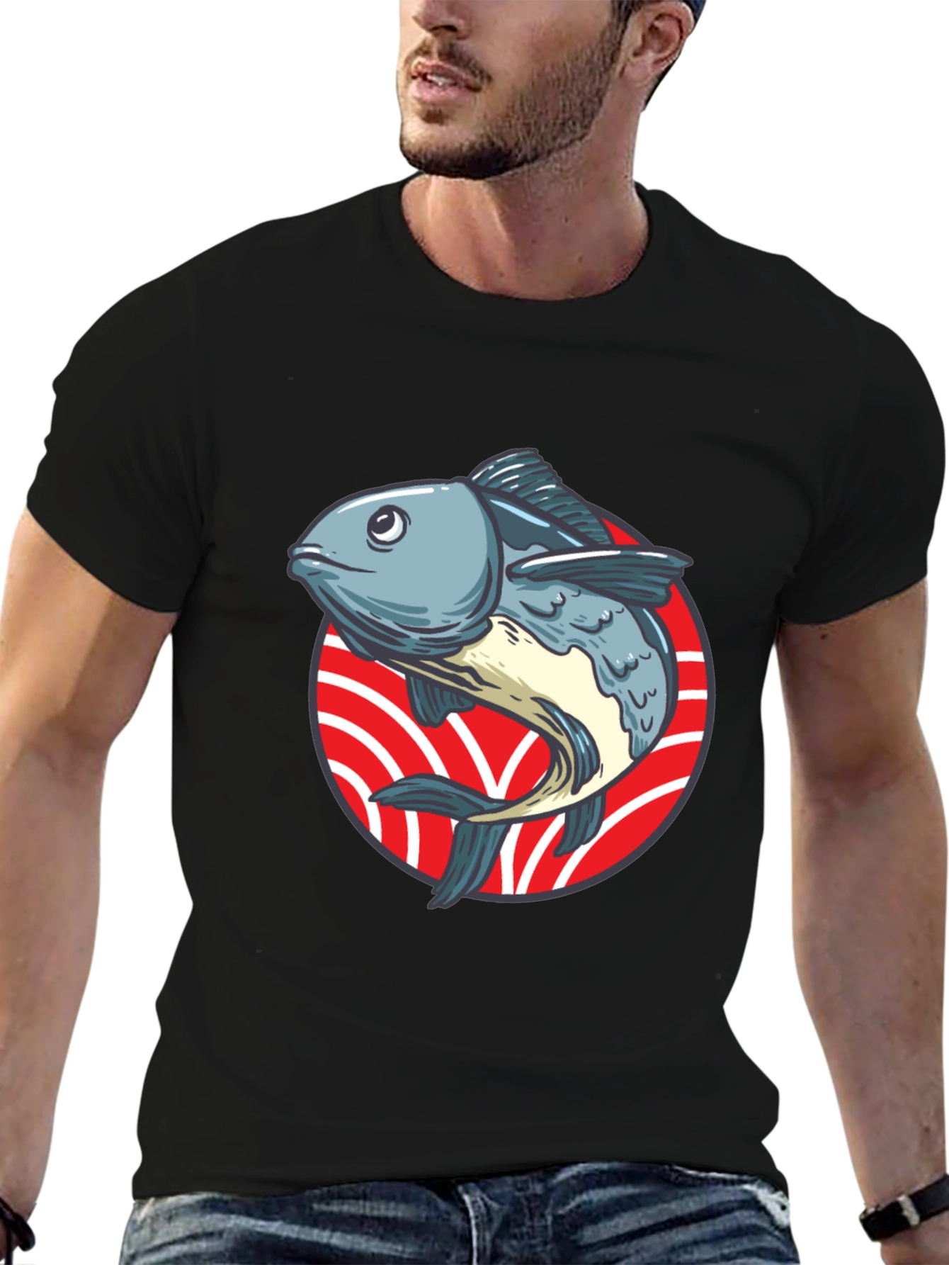 Black Fish Graphic T-Shirt - Unique Design view 6