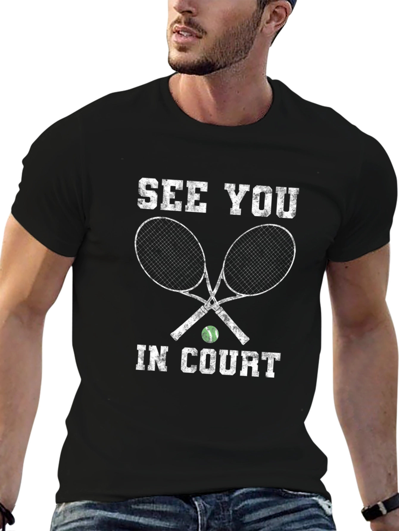 Black Tennis Court T-Shirt - See You In Court! view 6
