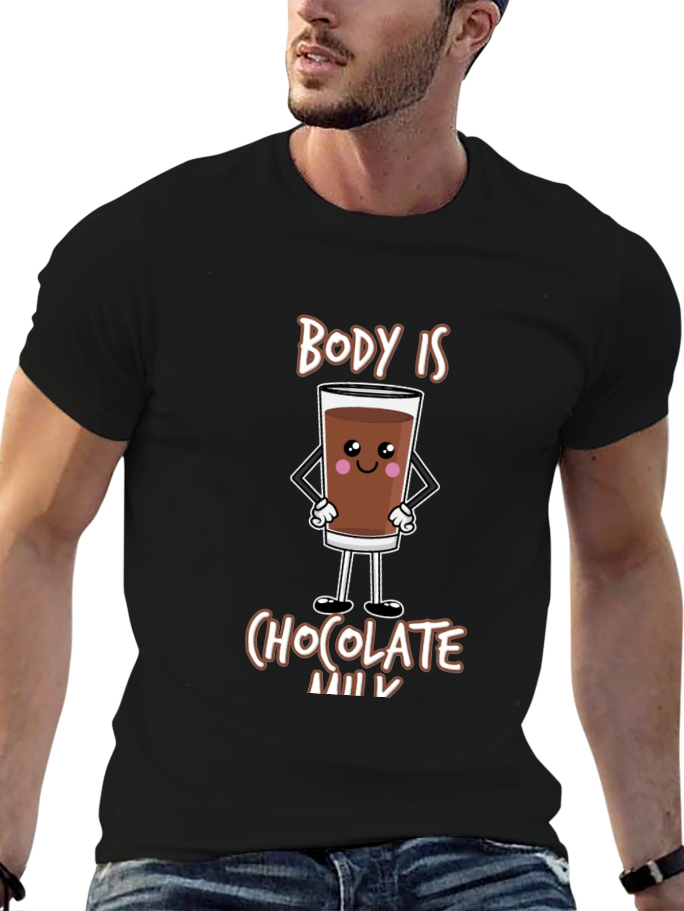 Black Funny Chocolate Milk Body T-Shirt - Unisex Tee view 6