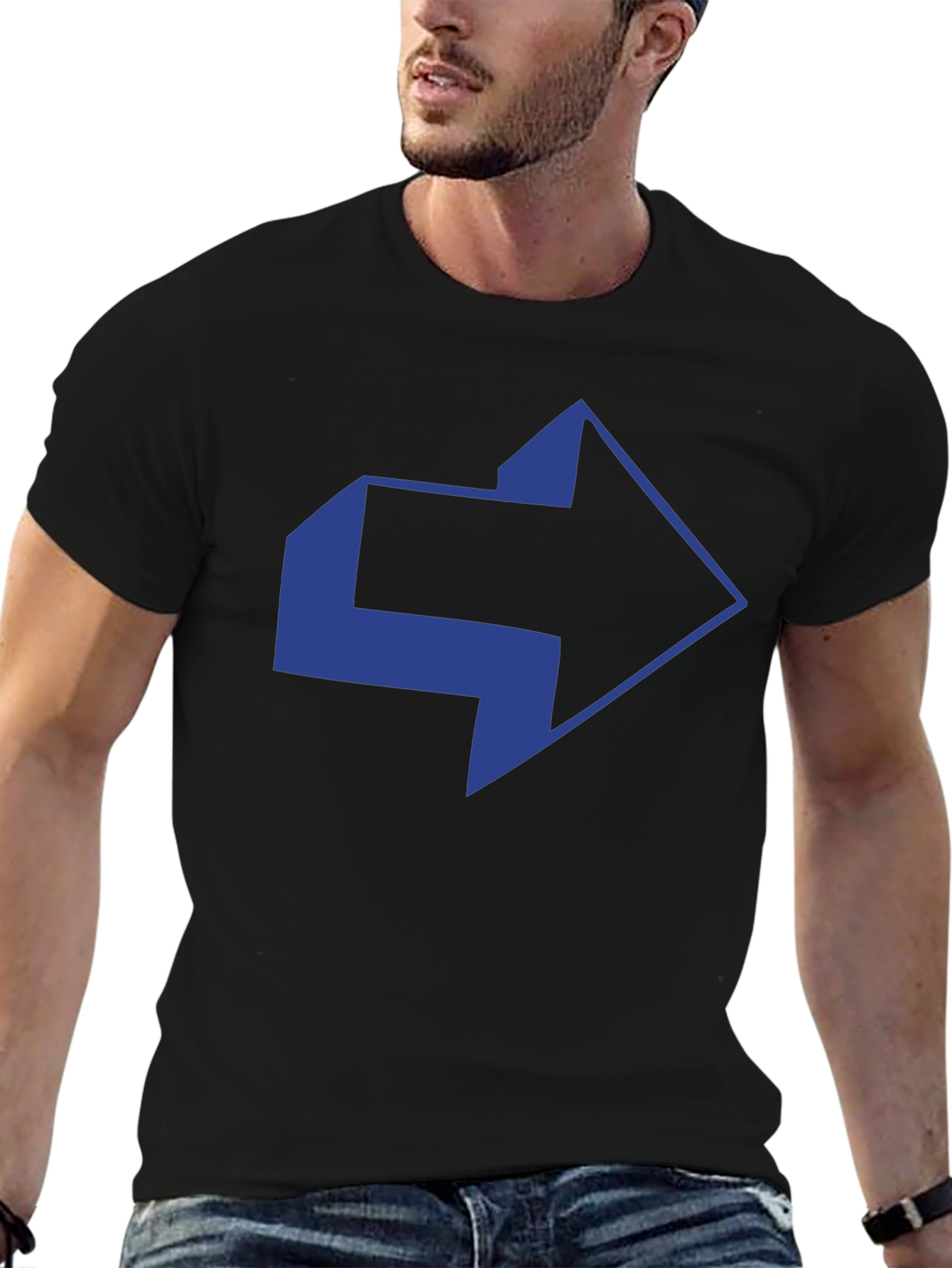 Black Modern Arrow Graphic Black T-Shirt view 6