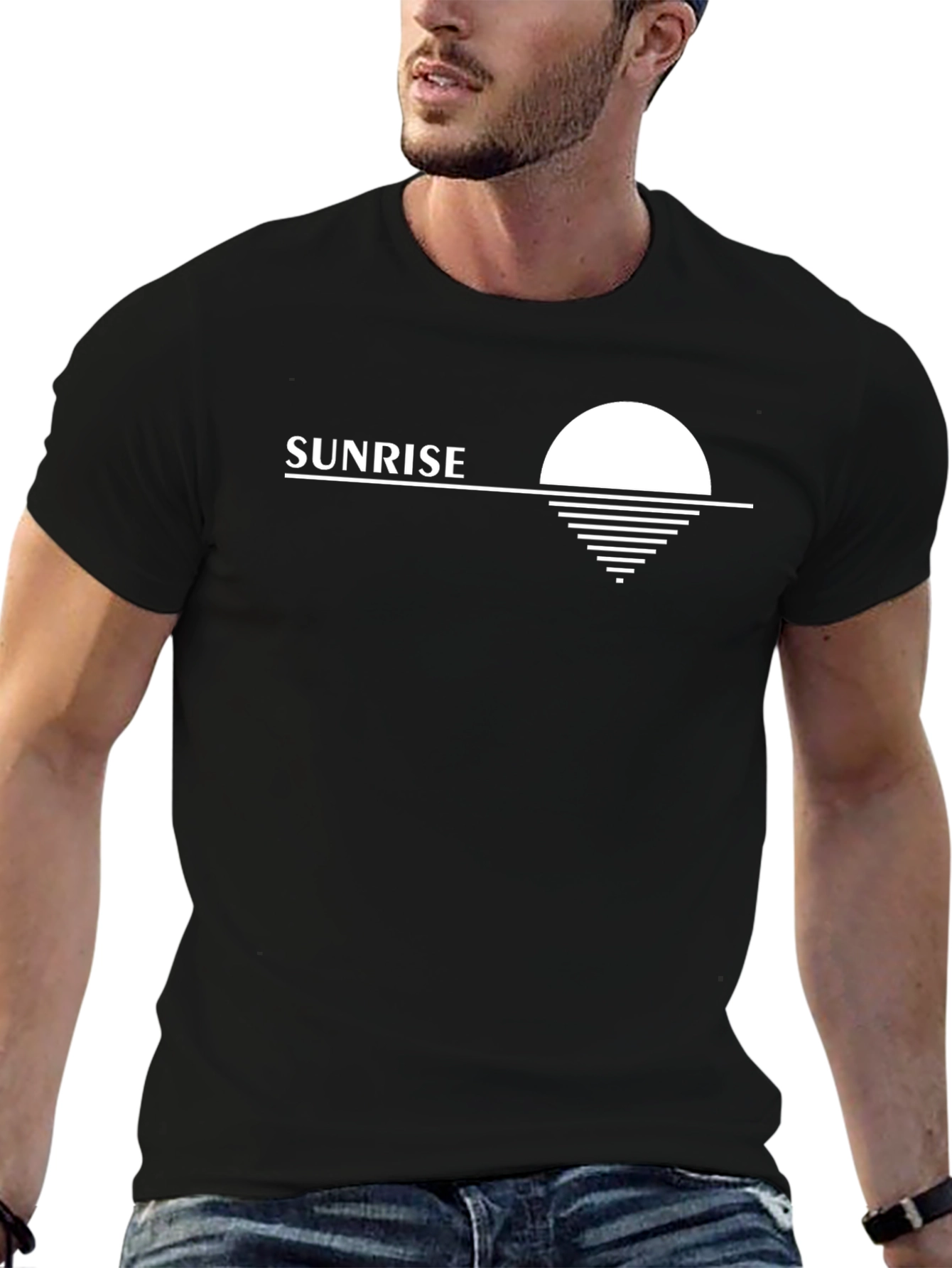 Black Sunrise Graphic Tee - Modern Minimalist Design view 6