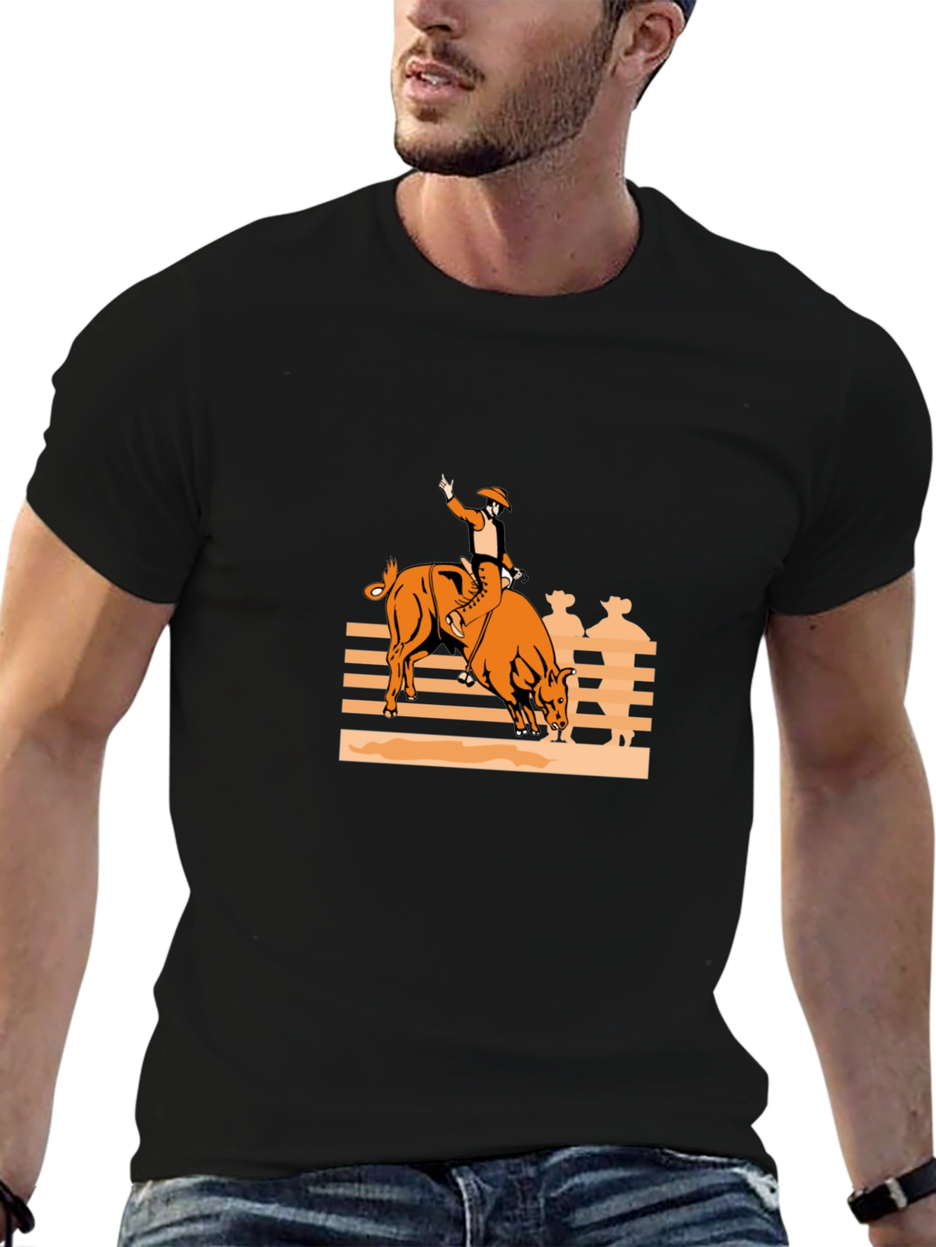 Black Bull Rider Graphic Tee - Black Cotton Comfort view 6