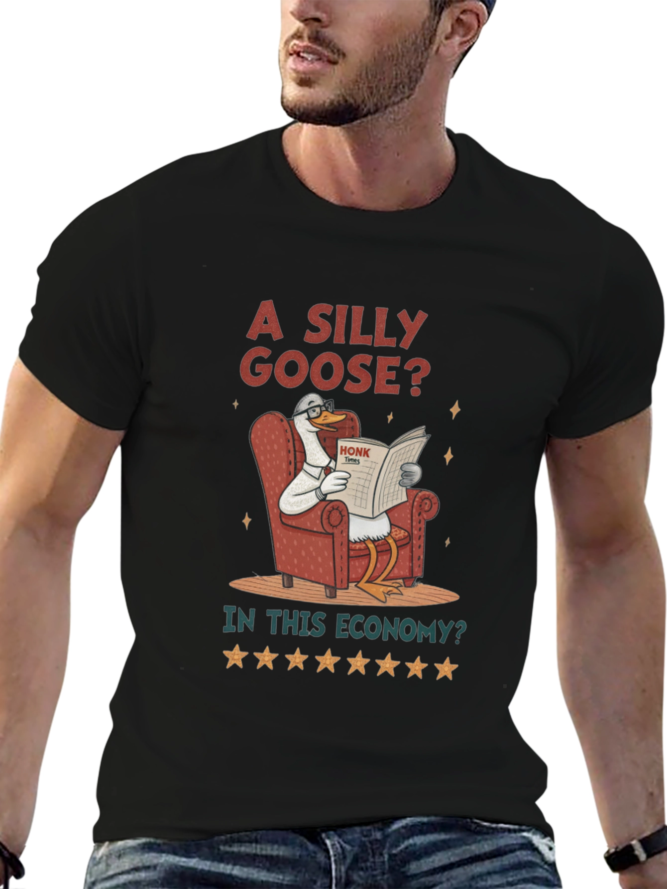 Black Silly Goose Economy T-Shirt - Humorous Graphic Tee view 6