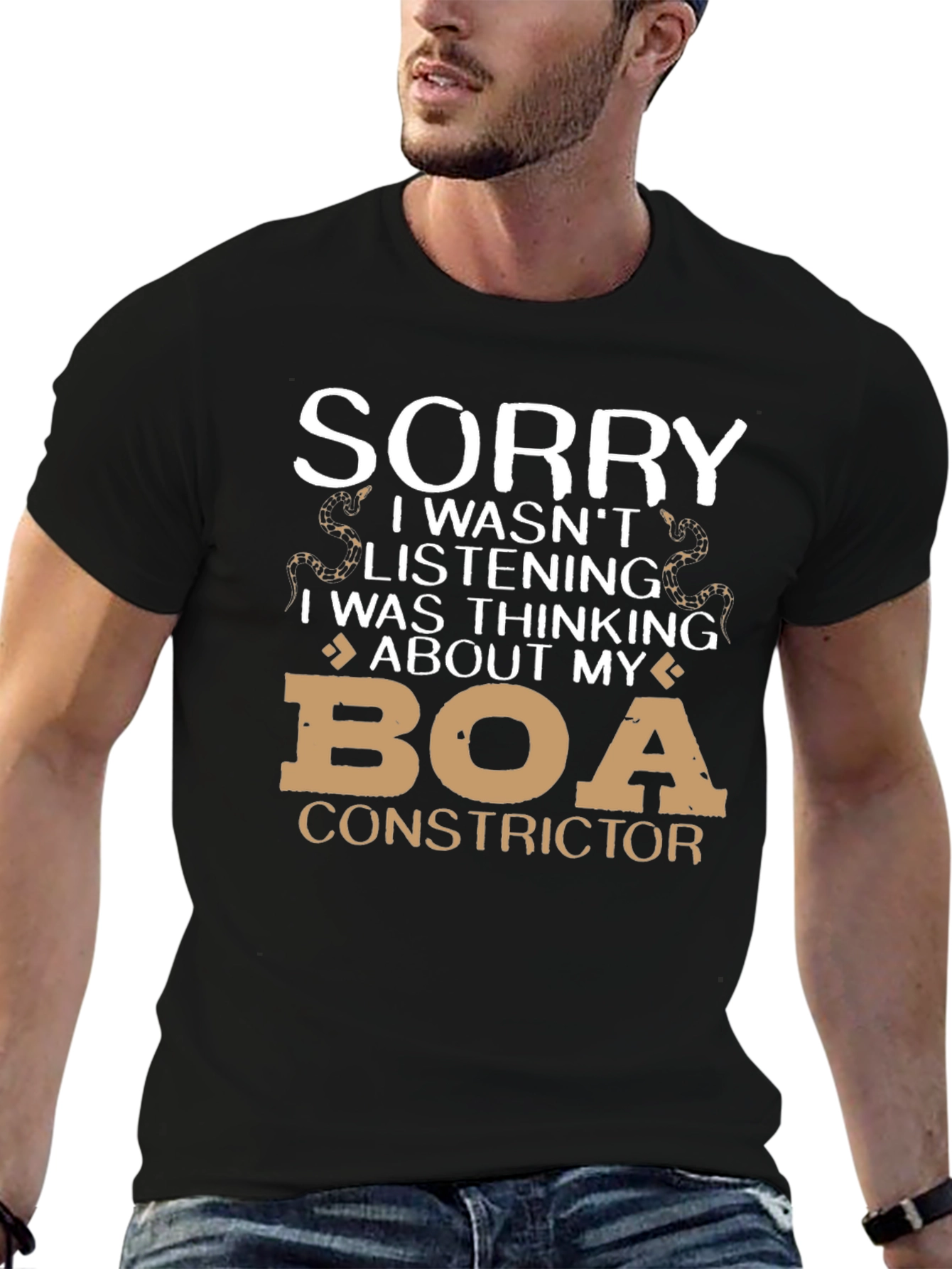 Black Sorry Thinking About Boa Constrictor T-Shirt view 6