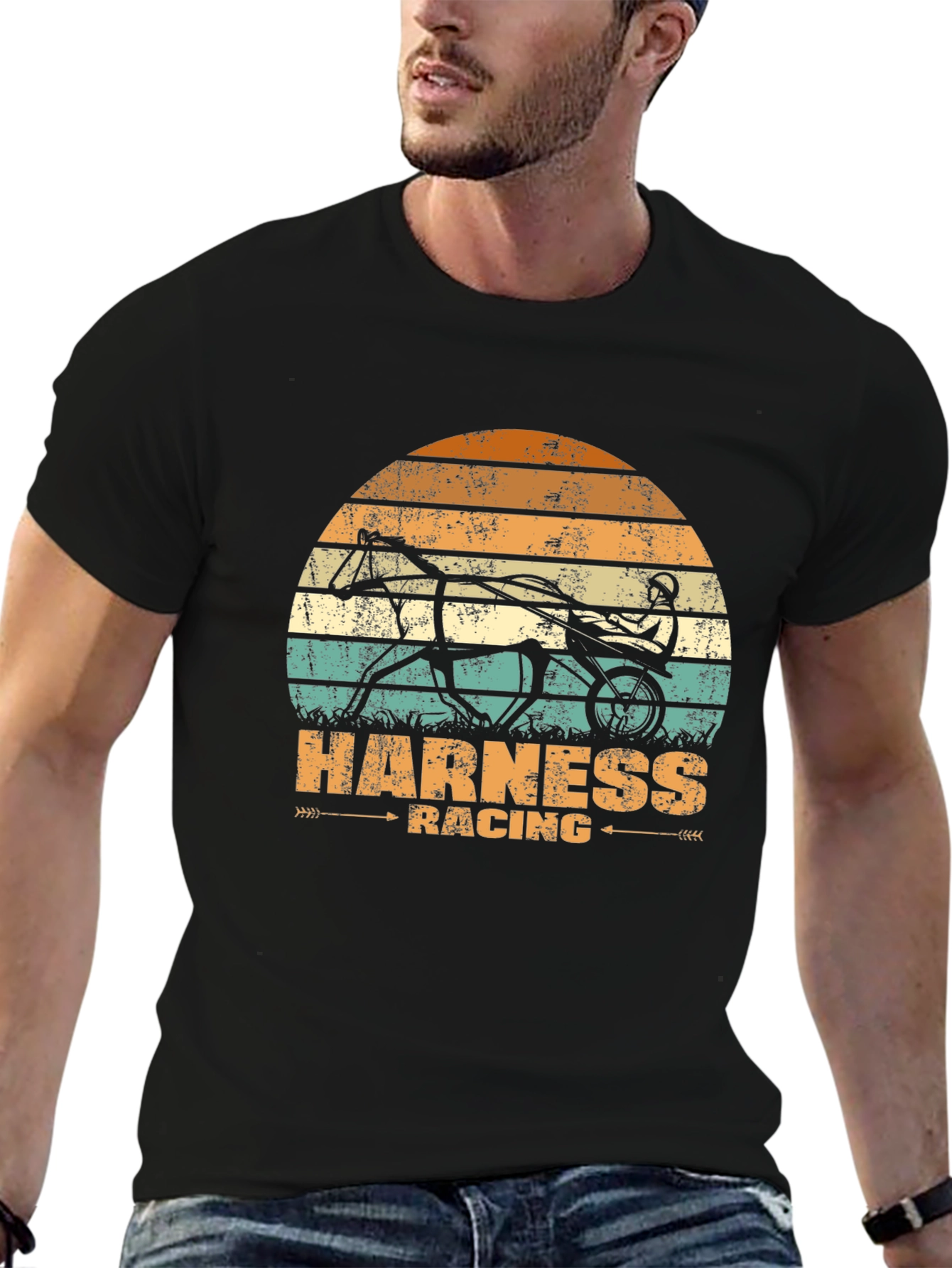 Black Harness Racing Graphic Tee - Retro Style view 6