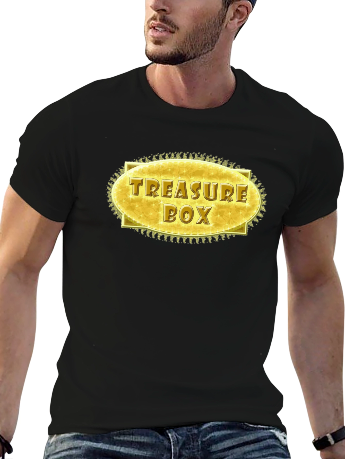 Black Treasure Box Graphic T-Shirt - Stylish Novelty Tee view 6