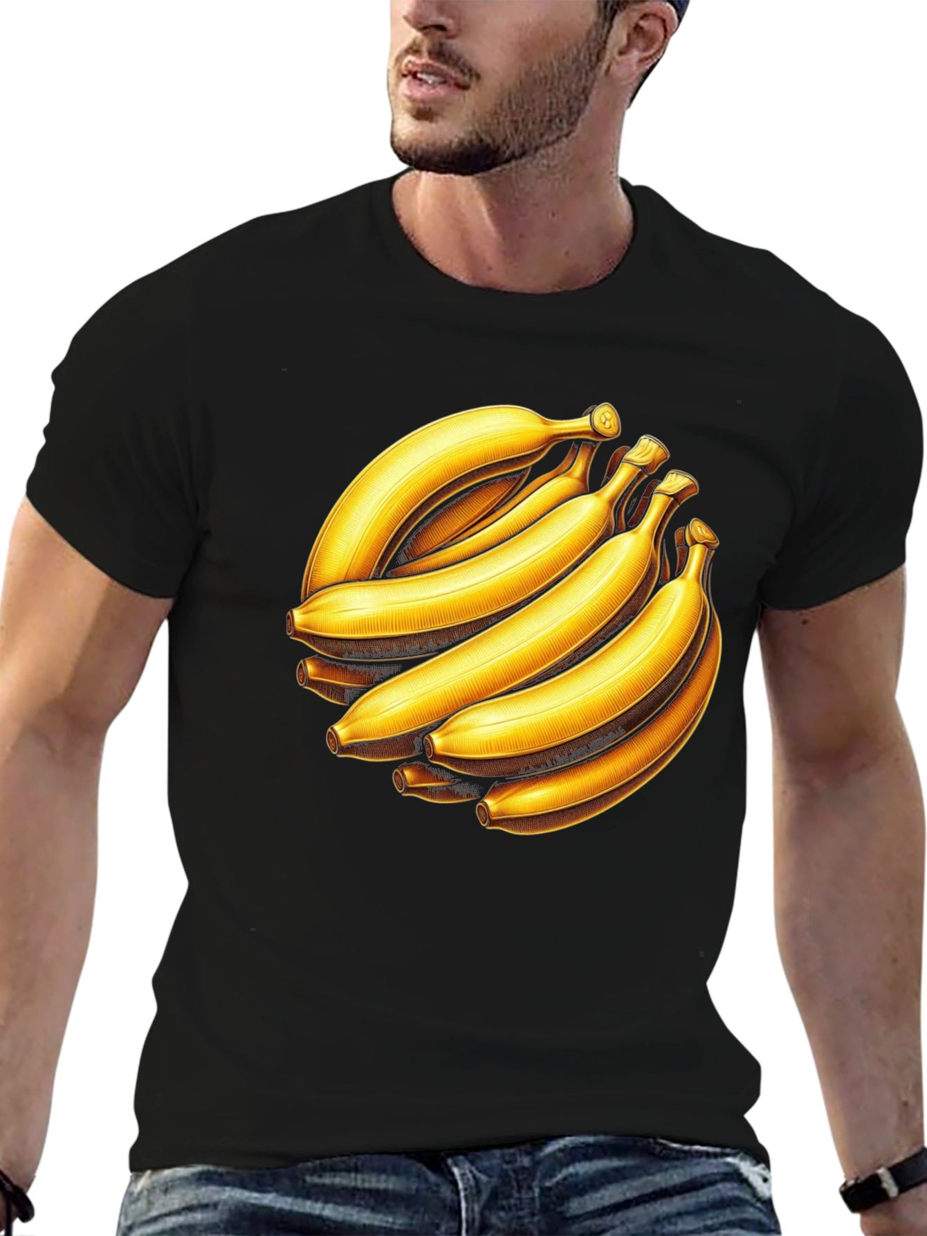 Black Banana Bunch Graphic Tee - Black Cotton Casual T-Shirt view 6