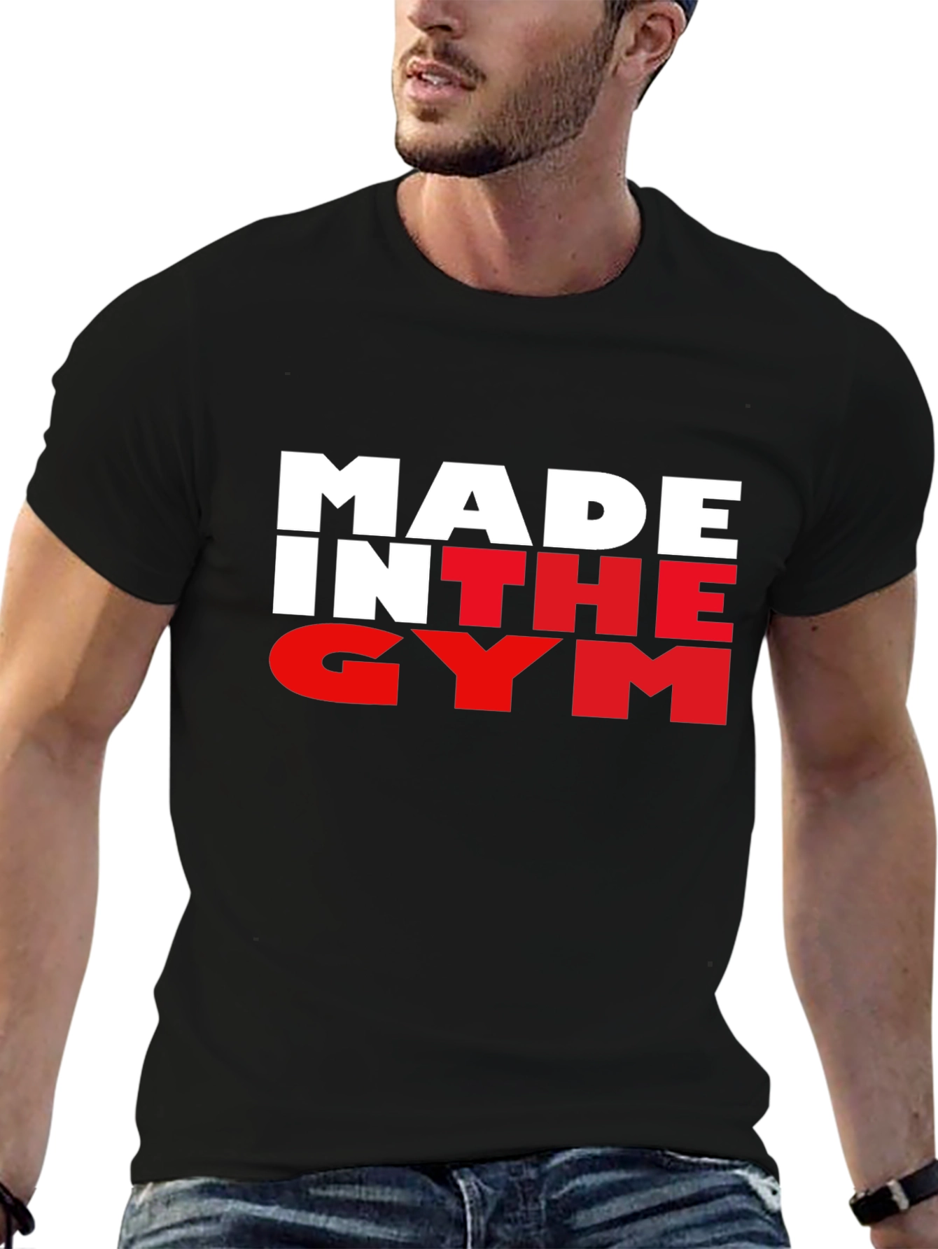 Black Made In The Gym Black T-Shirt Fitness Apparel view 6