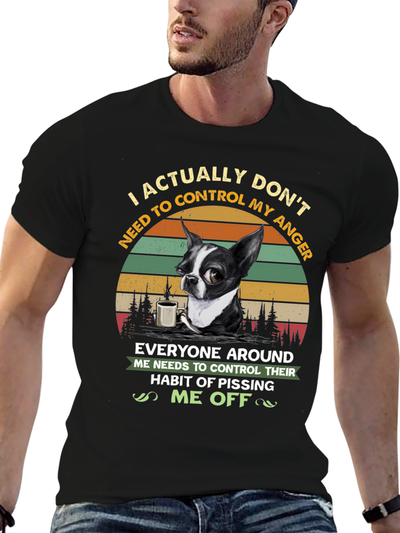 Black Funny Dog Lover T-Shirt - I Actually Don't Need To Control My Anger view 6