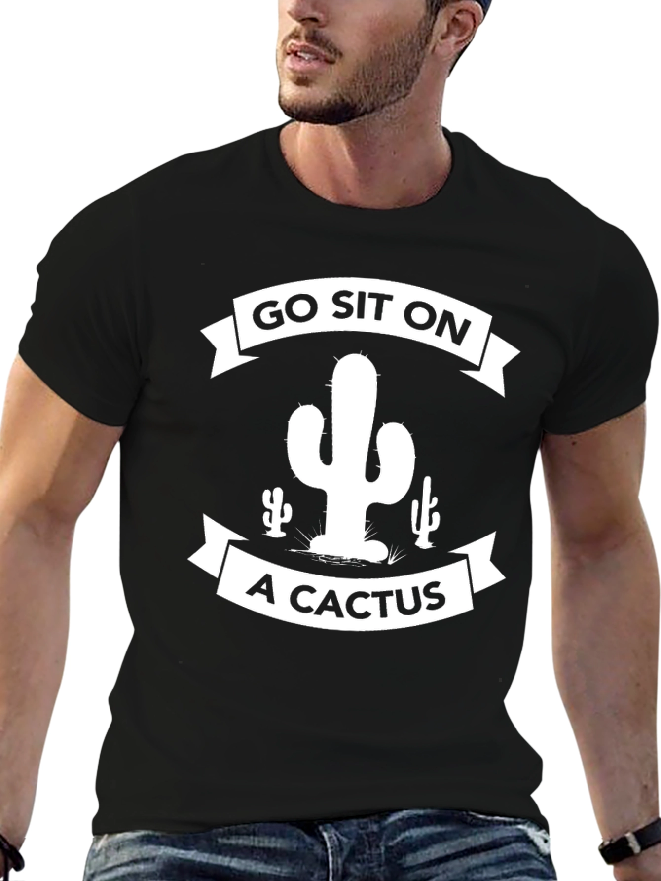 Black Go Sit on a Cactus Graphic Tee view 6