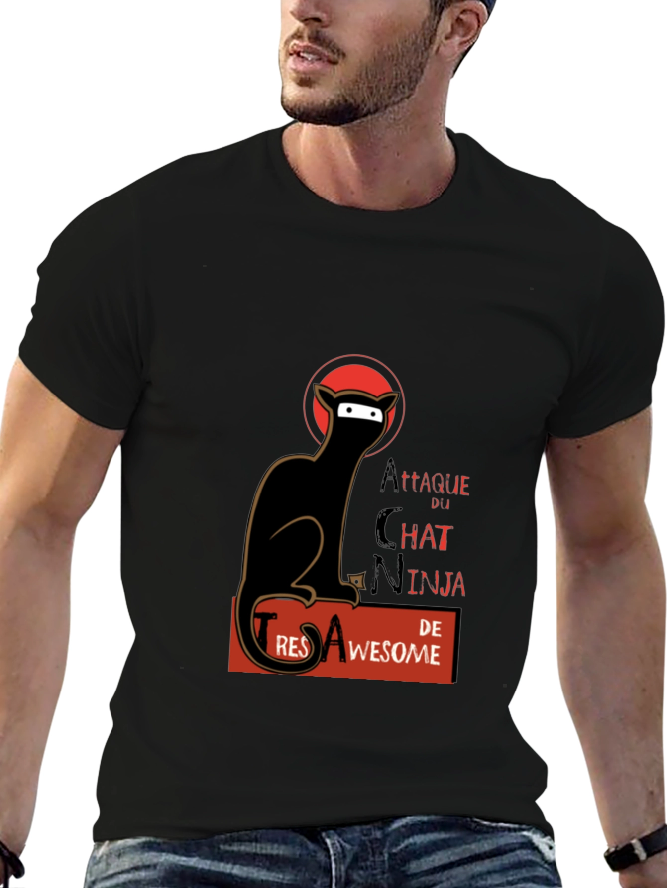 Black Attaque du Chat Ninja T-shirt view 6