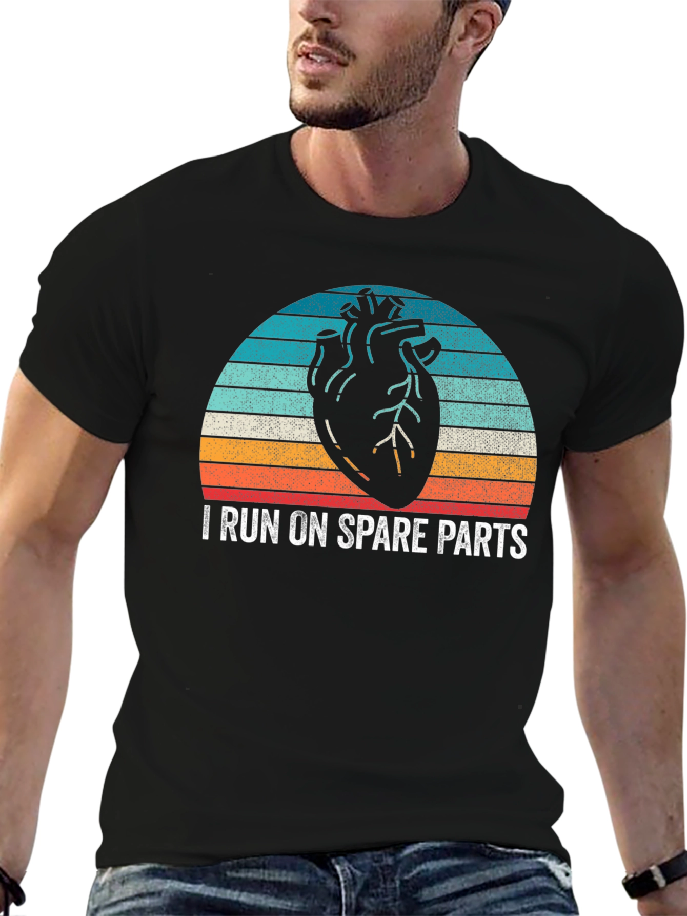 Black I Run On Spare Parts Graphic T-Shirt view 6