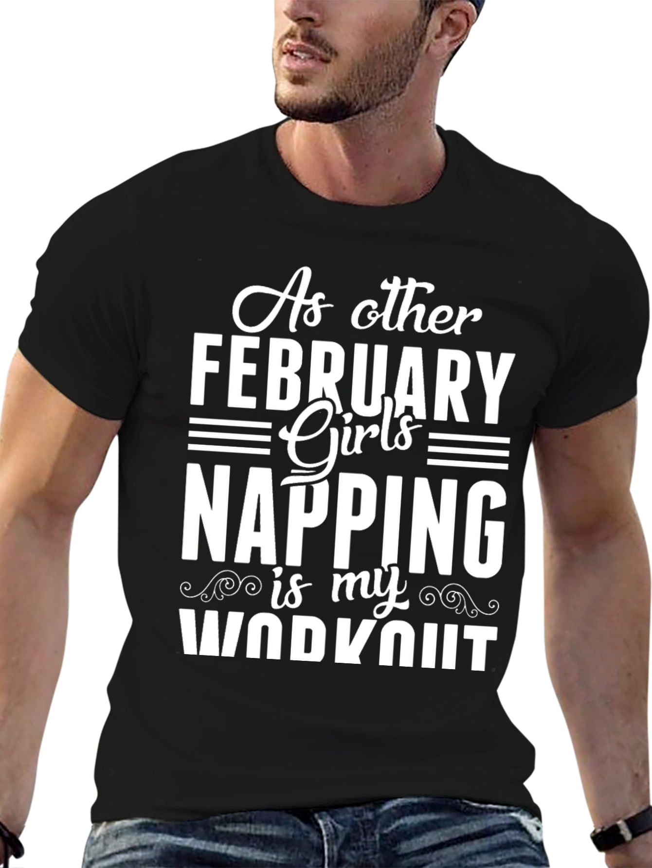 Black February Girl Napping Workout Graphic T-Shirt view 6