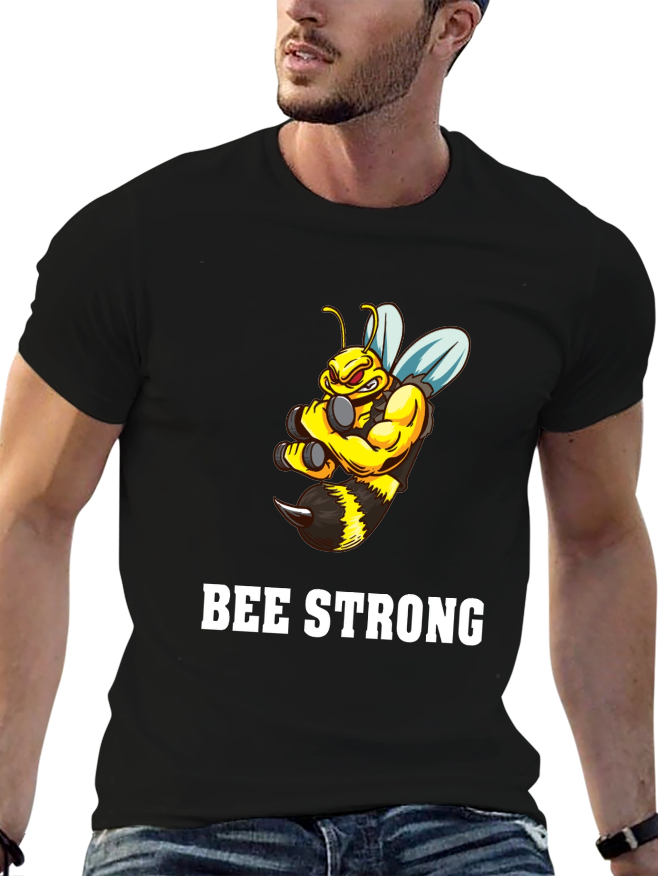 Black Bee Strong Graphic T-Shirt - Black view 6