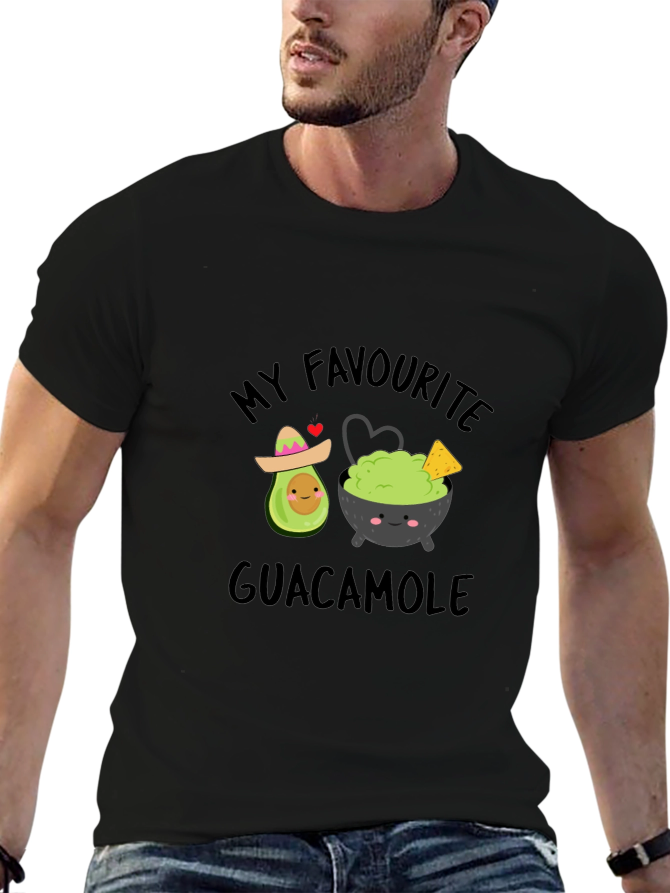 Black My Favourite Guacamole Funny Graphic T-Shirt view 6