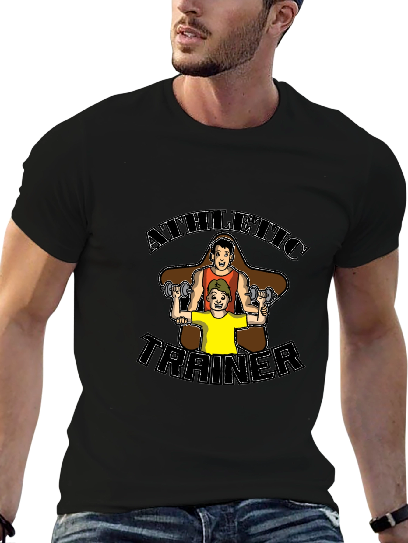 Black Athletic Trainer Graphic Tee - Black Unisex view 6