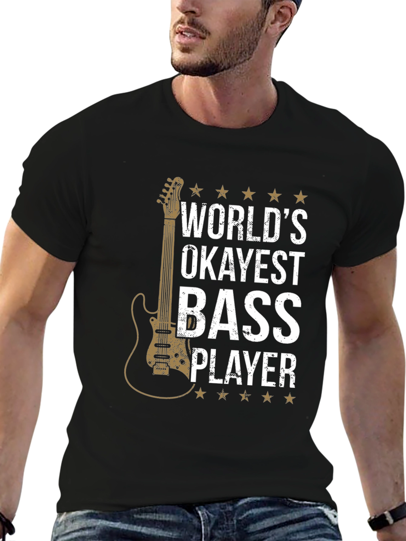 Black World's Okayest Bass Player T-Shirt view 6