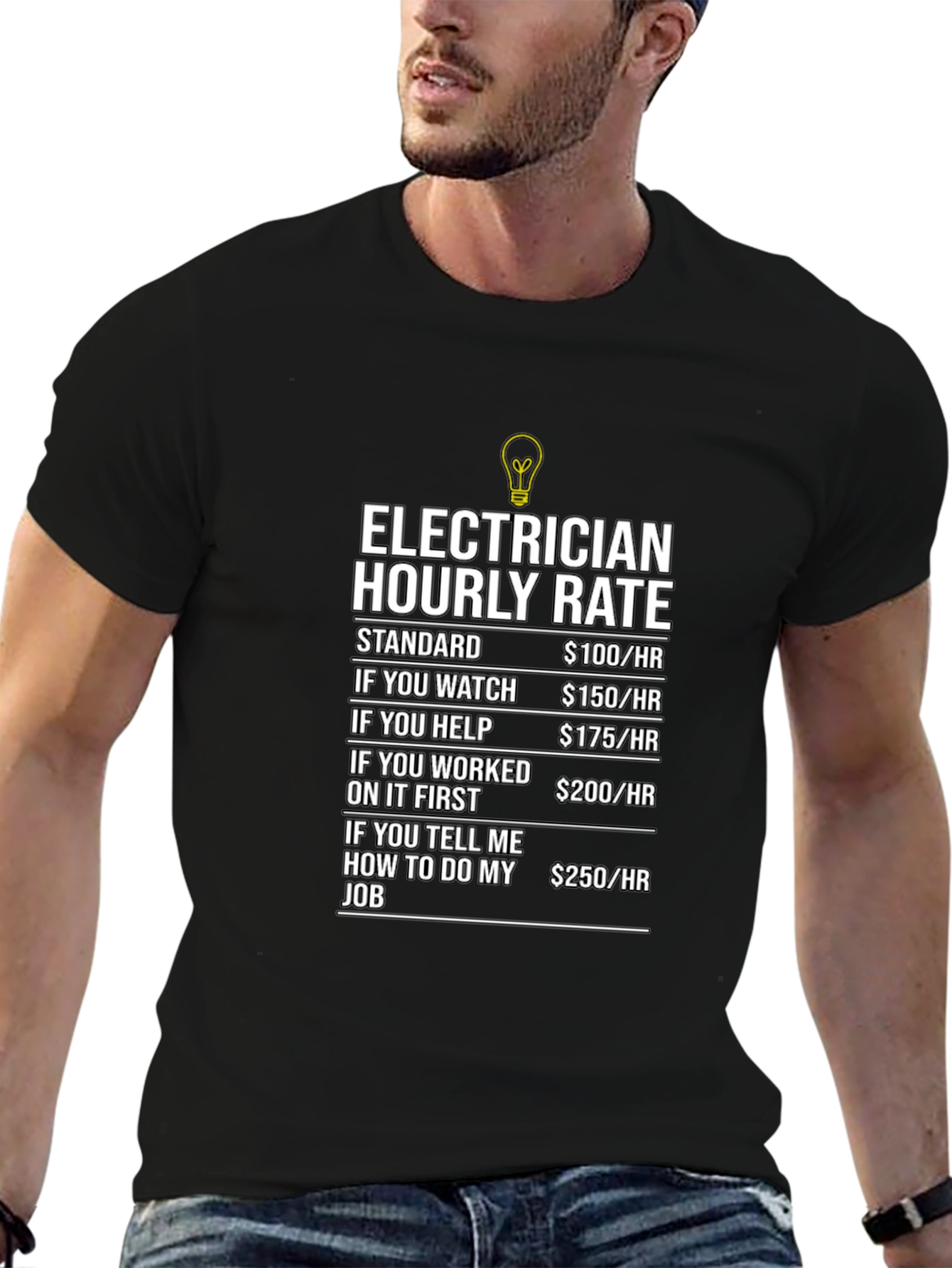 Electrician Hourly Rate Humor Graphic T-Shirt - 6