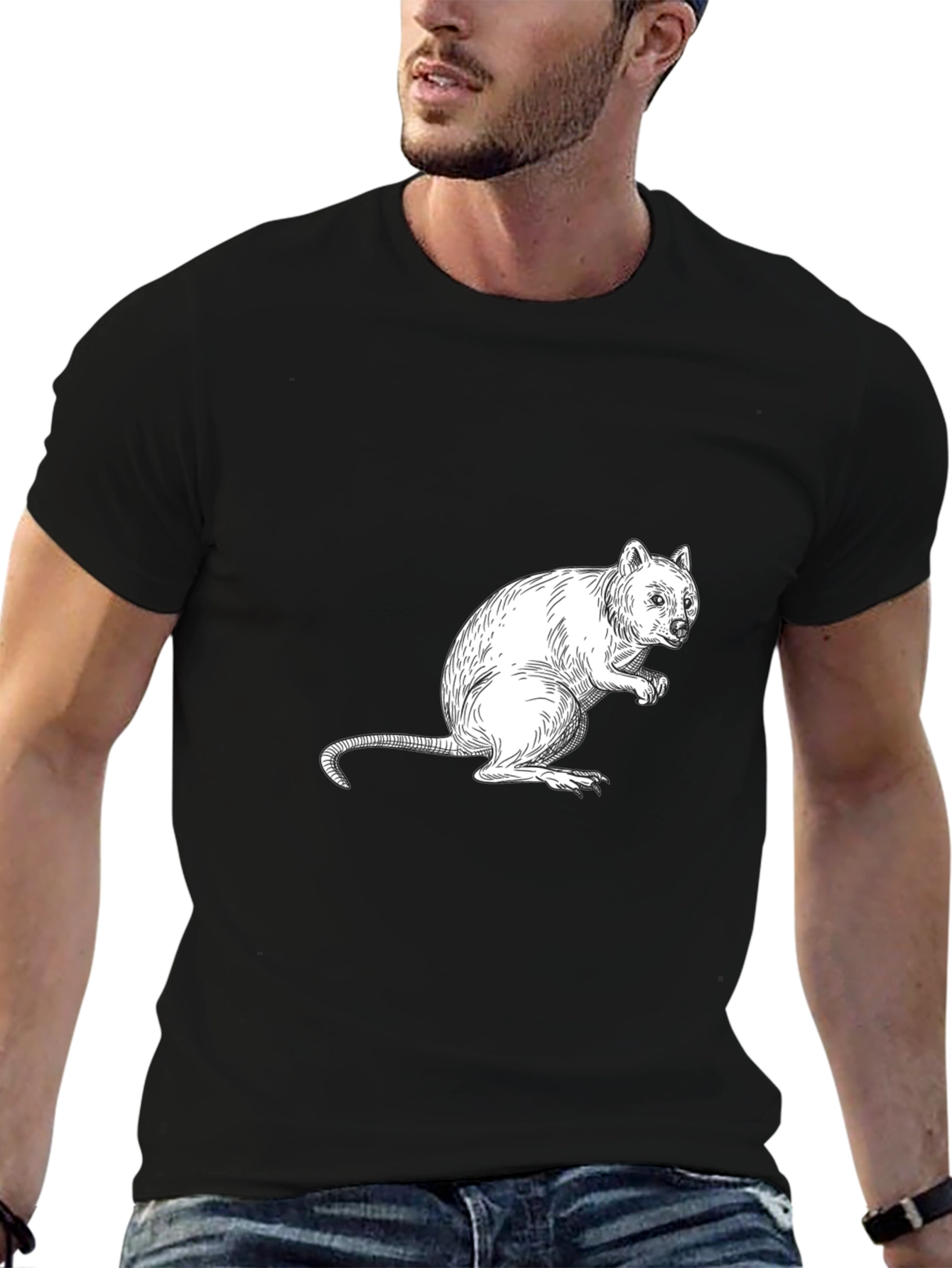 Black Quokka Graphic Black T-Shirt - Unique Animal Tee view 6