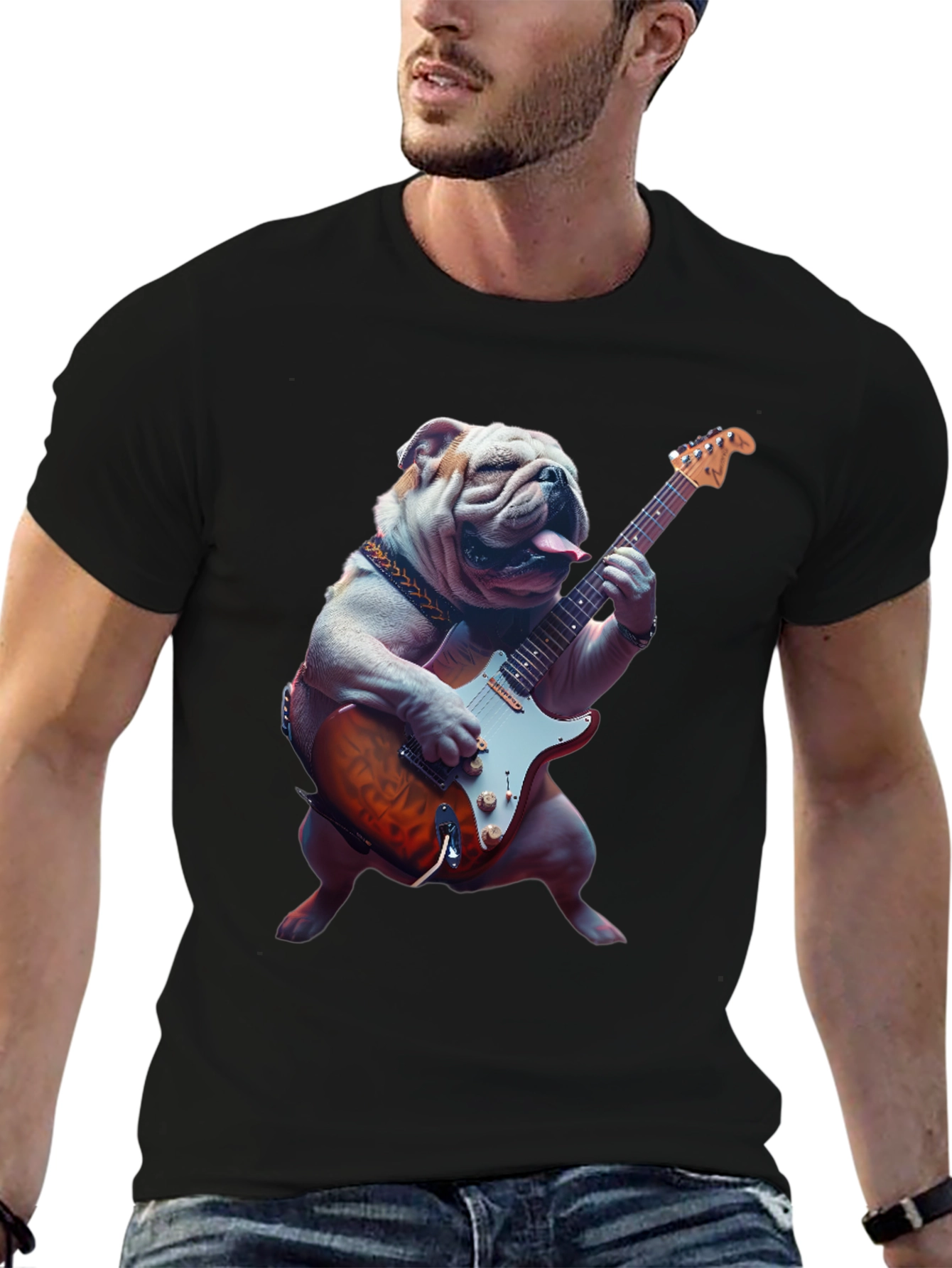 Black Bulldog Guitarist T-Shirt view 6