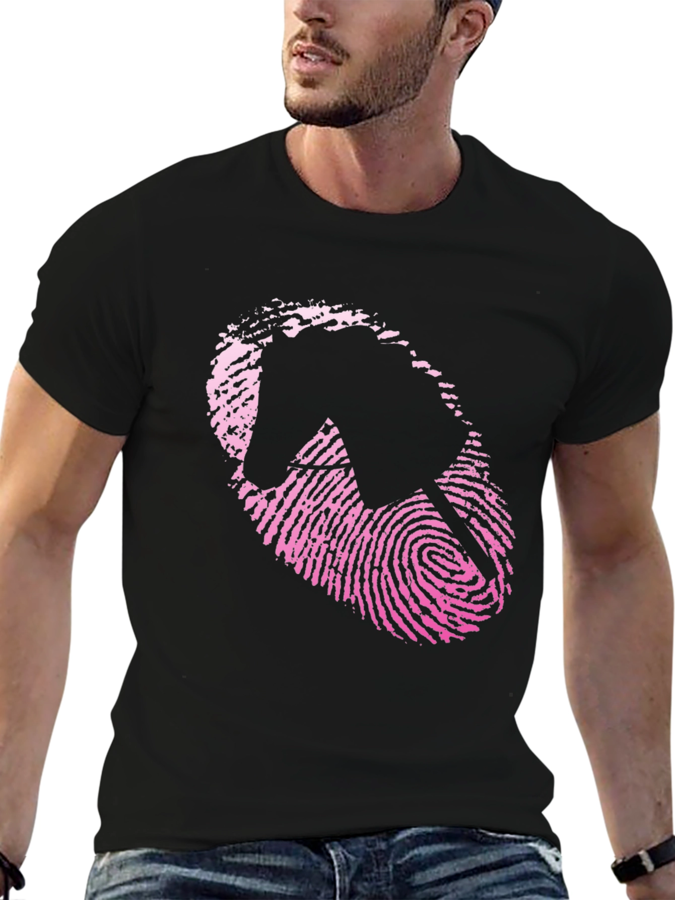 Black Fingerprint Horse Graphic Tee - Black view 6