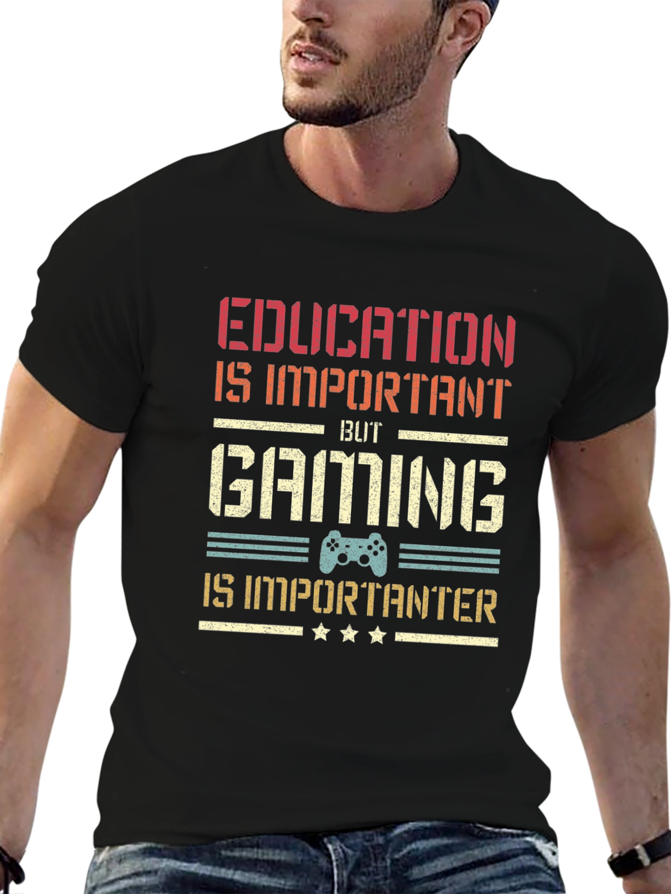 Black Gaming is Importanter T-Shirt - Gamer Gift view 6