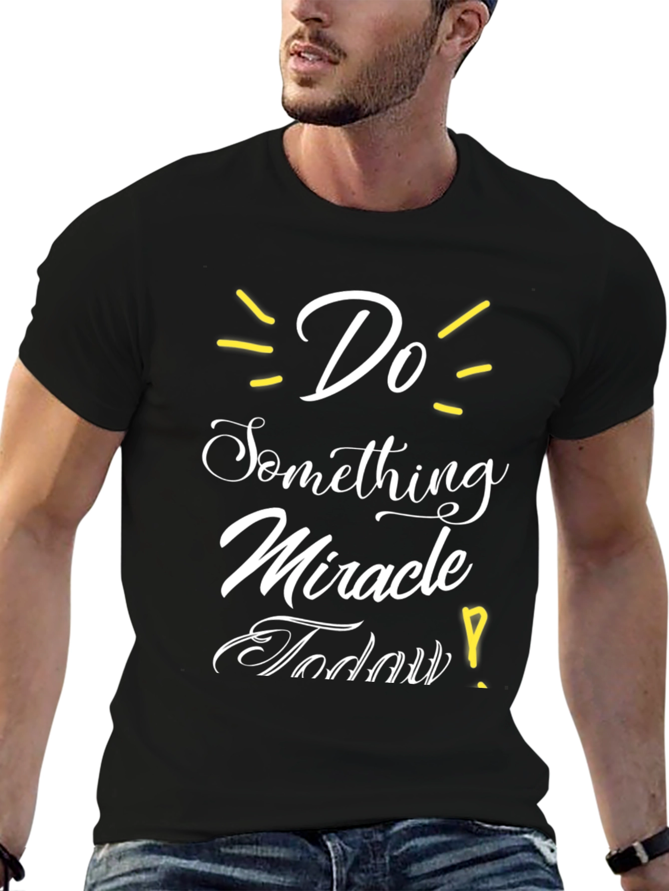 Black Inspirational Graphic T-Shirt - Do Something Miracle Today! view 6