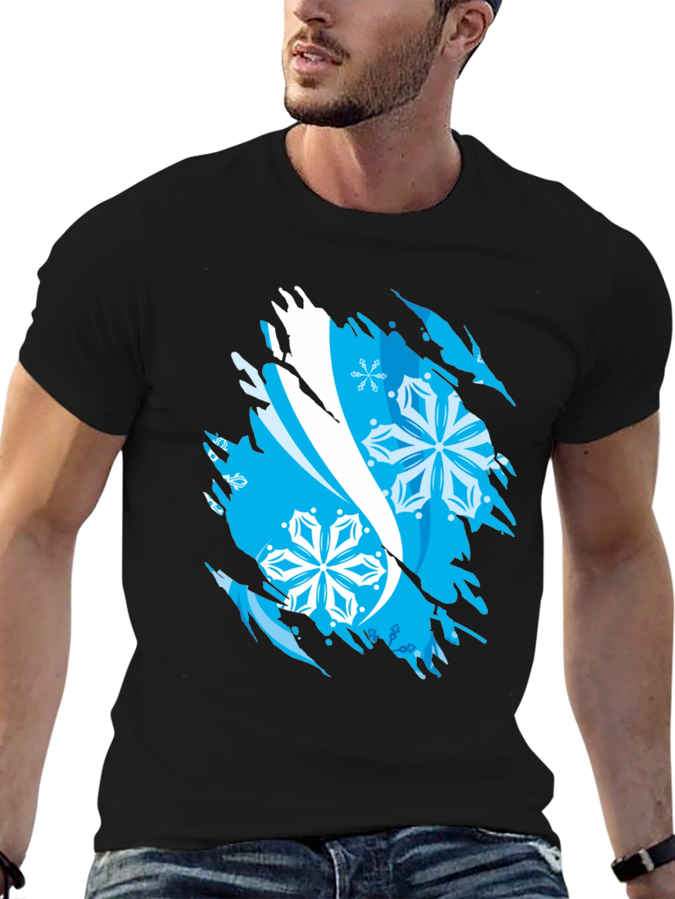 Ripped Snowflake Graphic Tee - Cool Winter Style - 6