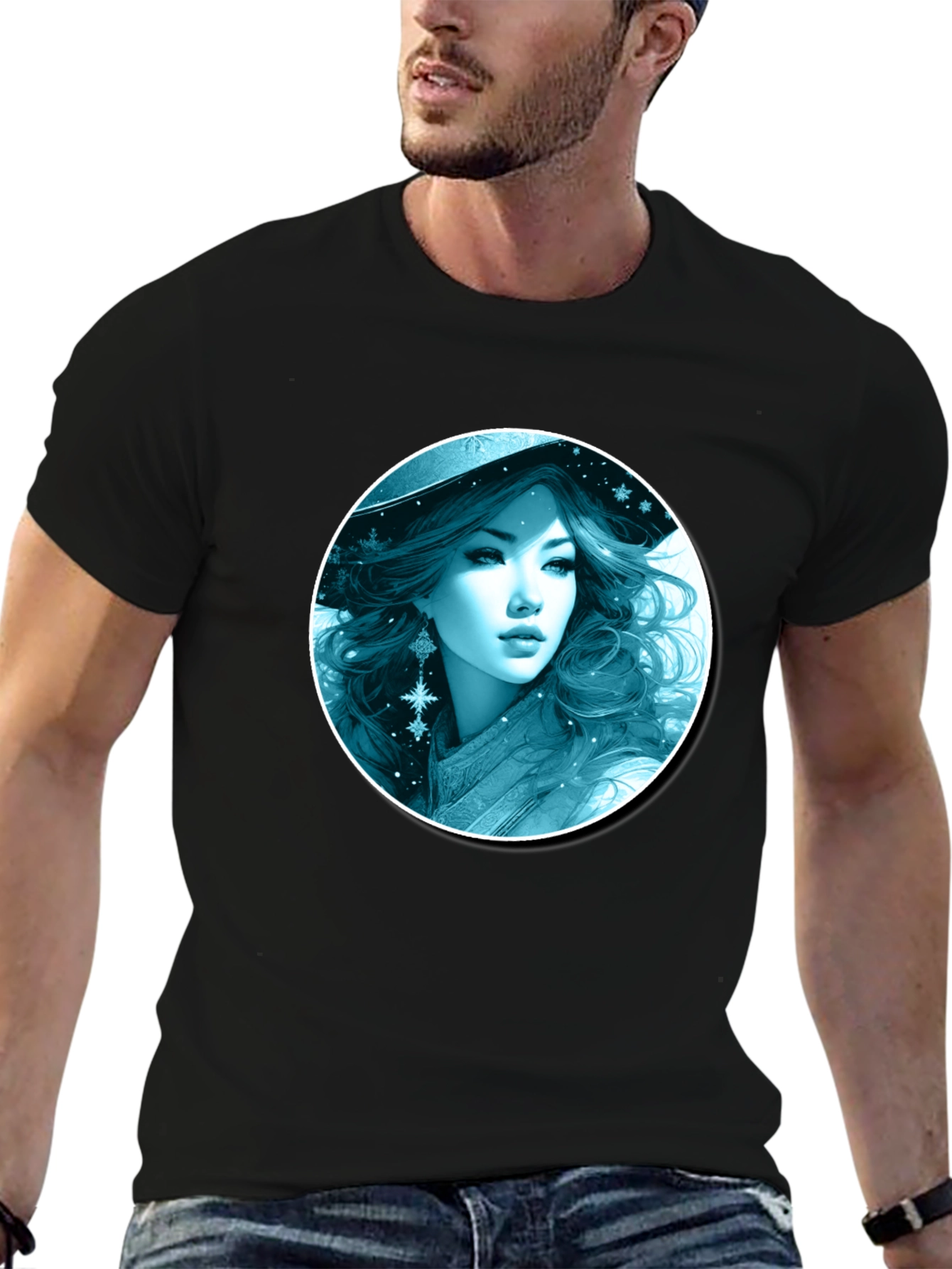Black Winter Witch T-Shirt: Black Graphic Tee view 6