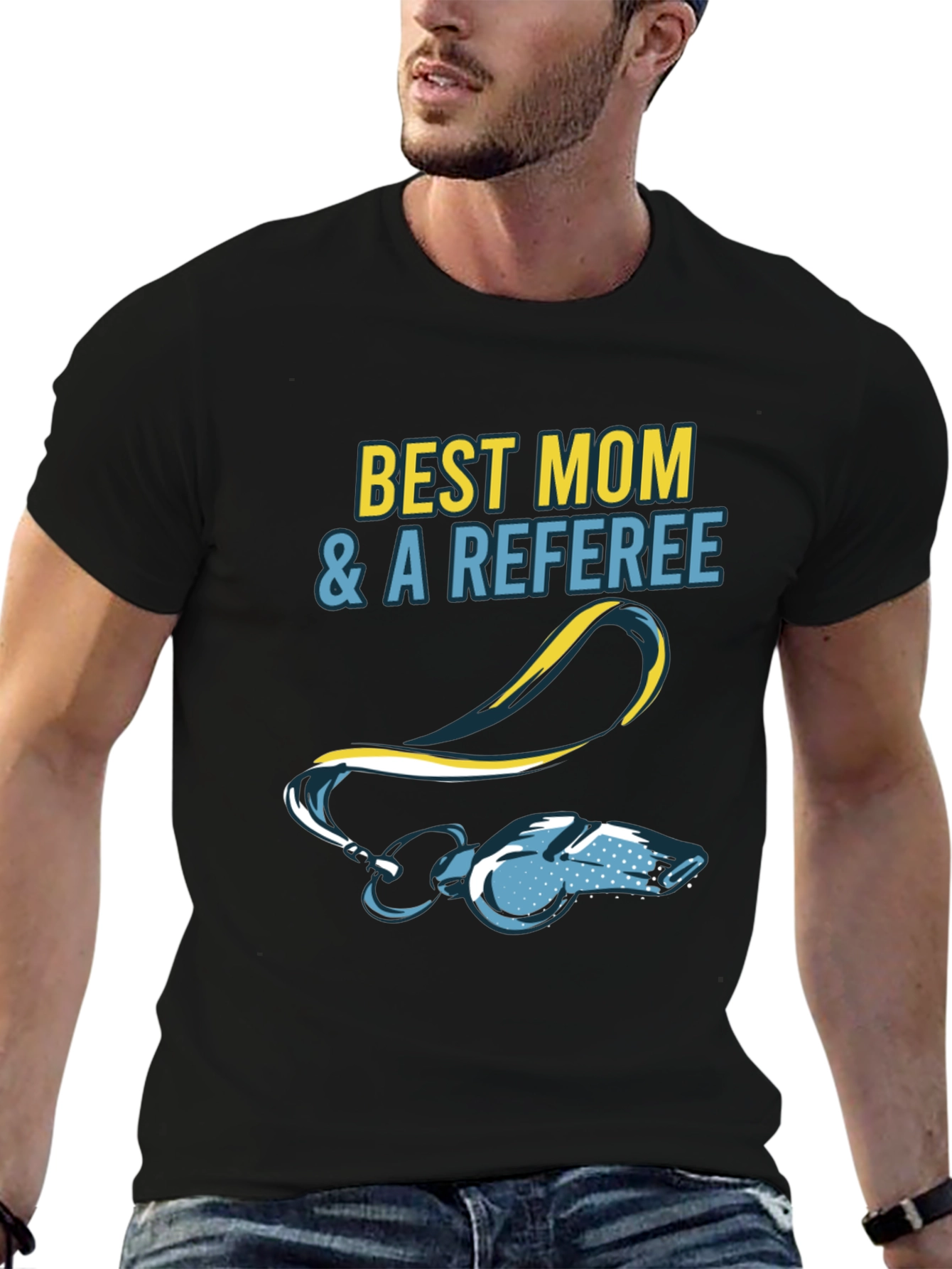 Black Best Mom & a Referee T-Shirt view 6