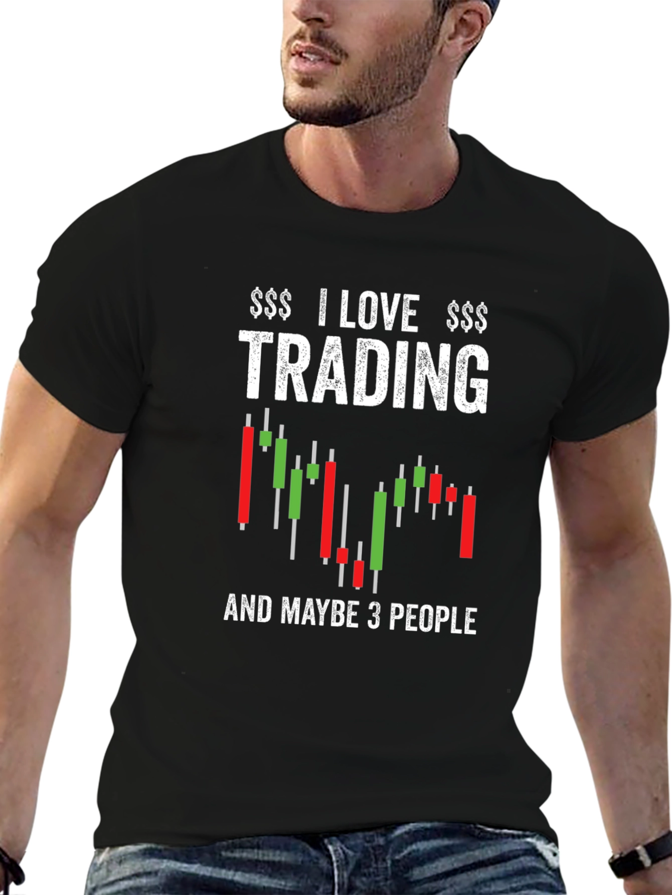 Black I Love Trading Funny Stock Market T-Shirt view 6