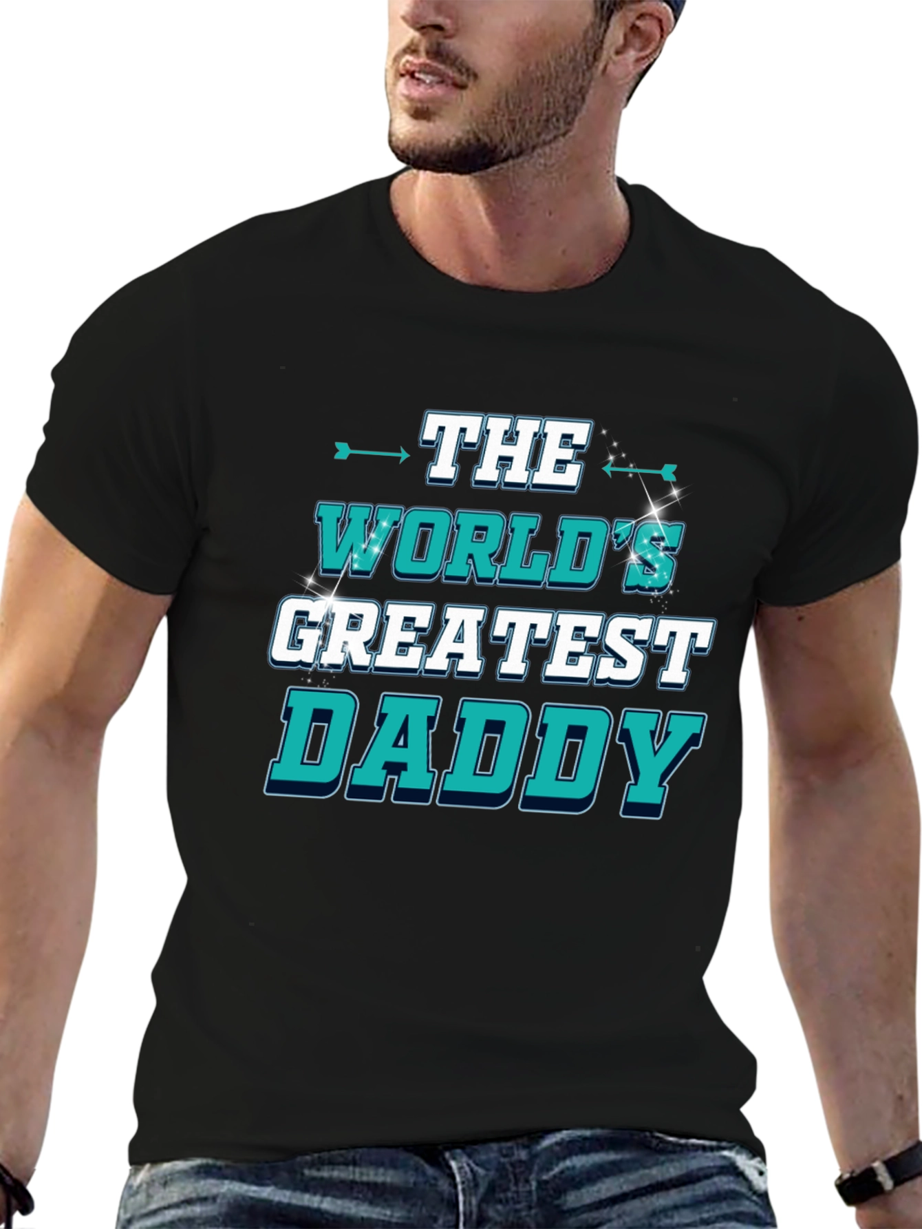 Black World's Greatest Daddy T-Shirt - Gift for Dad view 6
