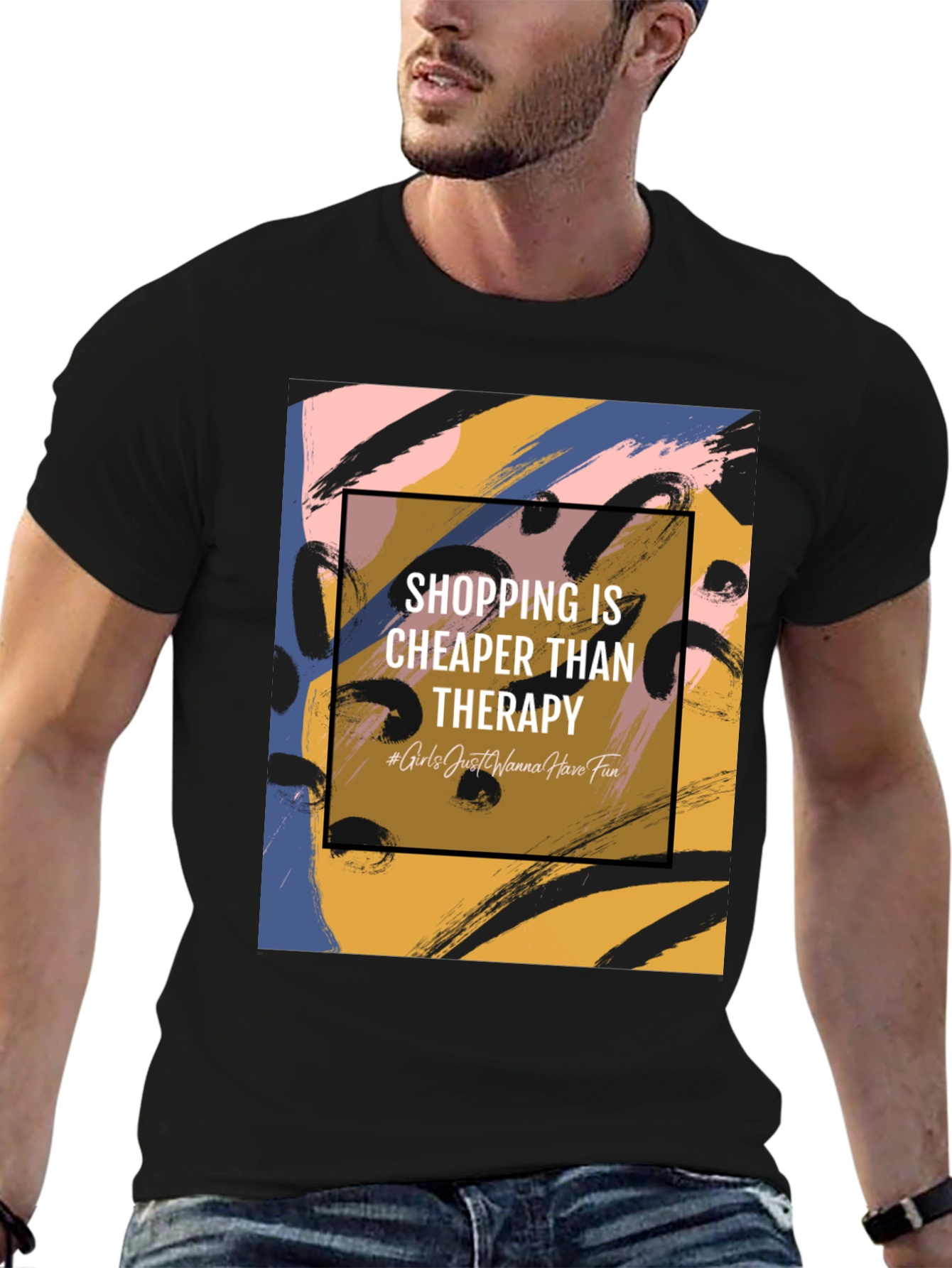 Shopping Is Cheaper Than Therapy Graphic Tee - 6