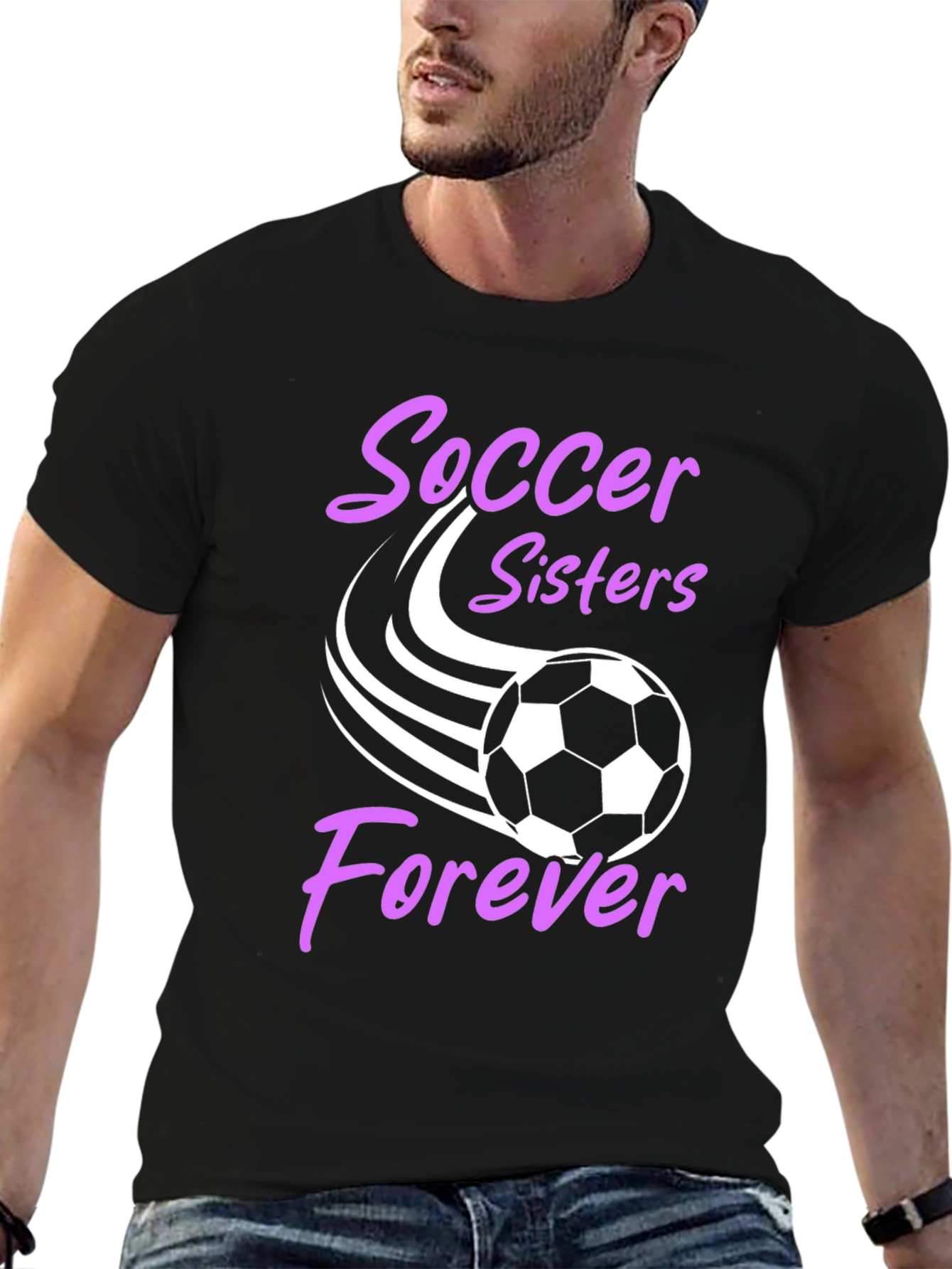 Black Soccer Sisters Forever Graphic T-Shirt view 6