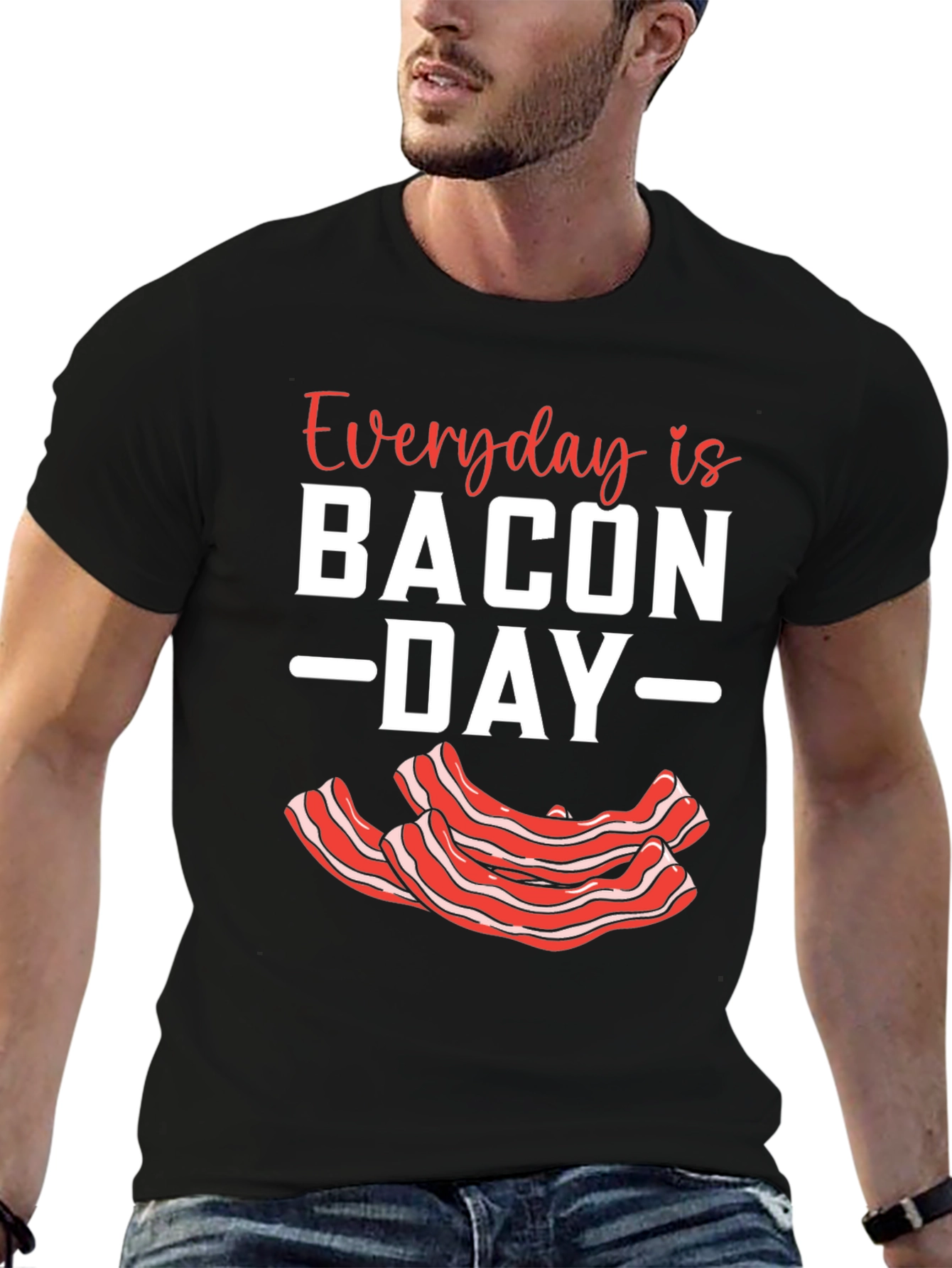 Black Everyday Is Bacon Day T-Shirt view 6