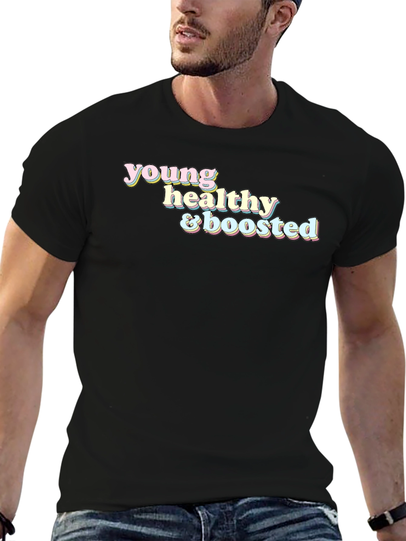 Black Young Healthy & Boosted Graphic Tee view 6