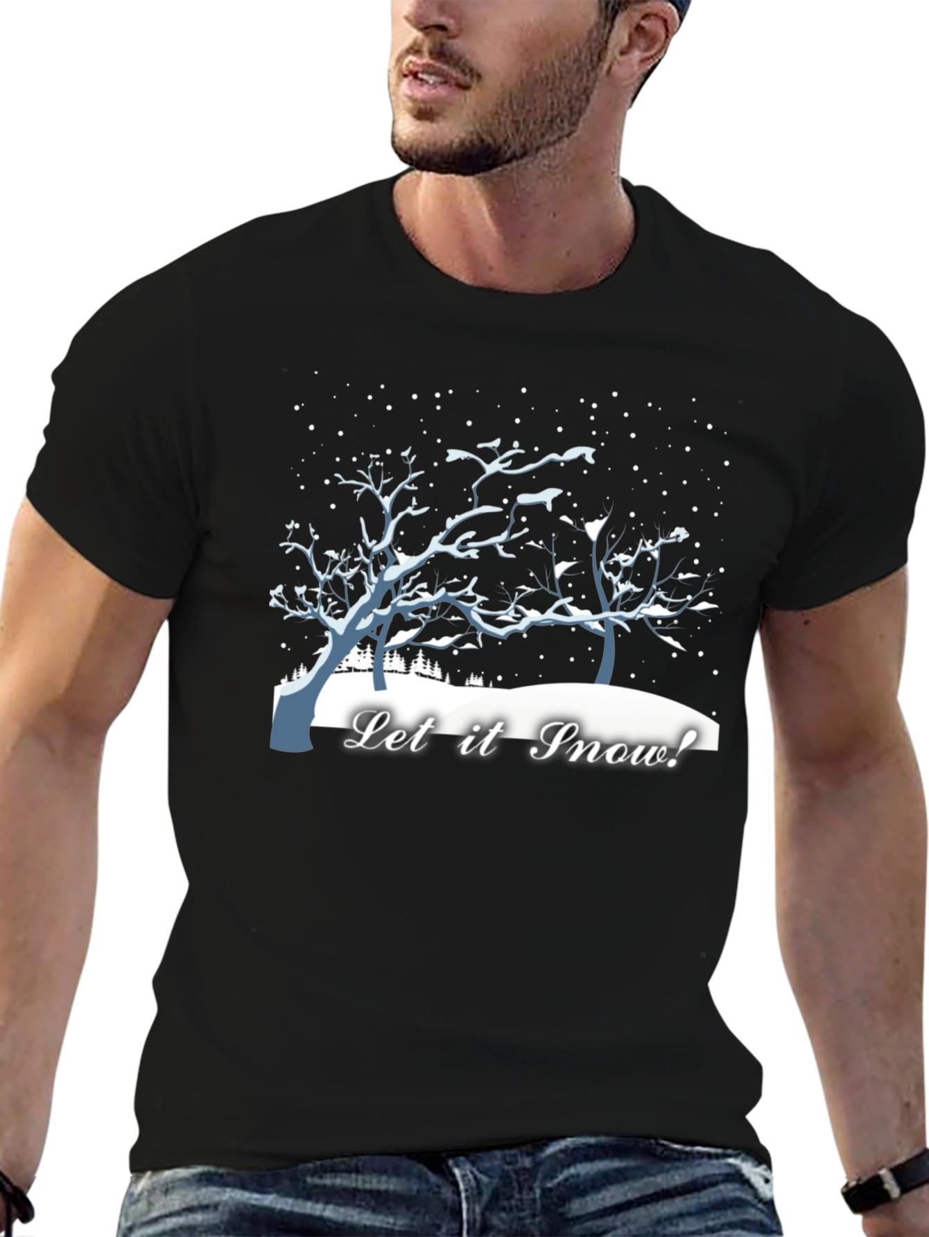 Black Let it Snow! Winter Graphic Tee view 6