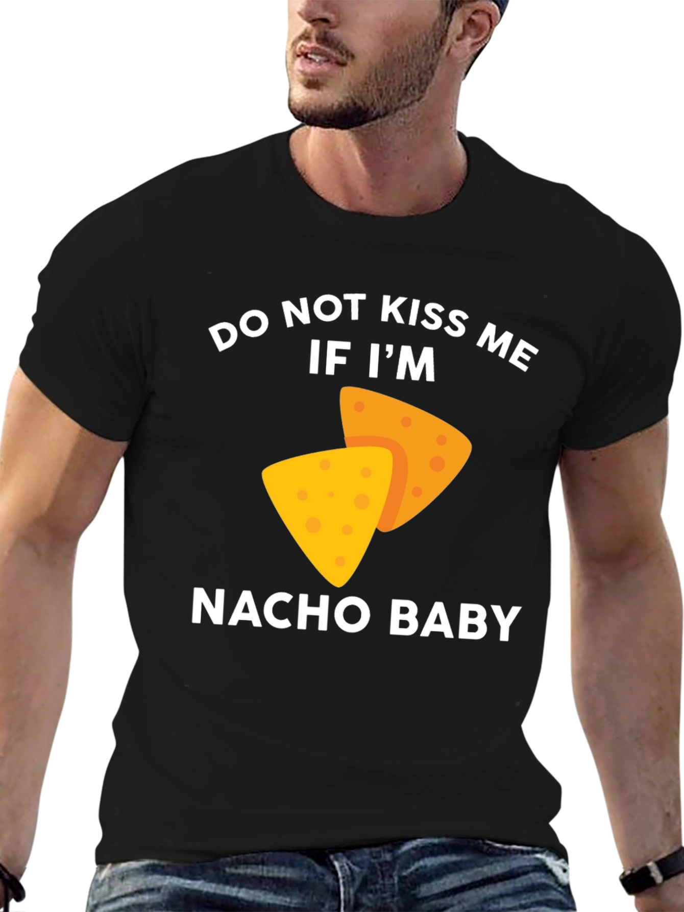 Black Do Not Kiss Me If I'm Nacho Baby T-Shirt view 6