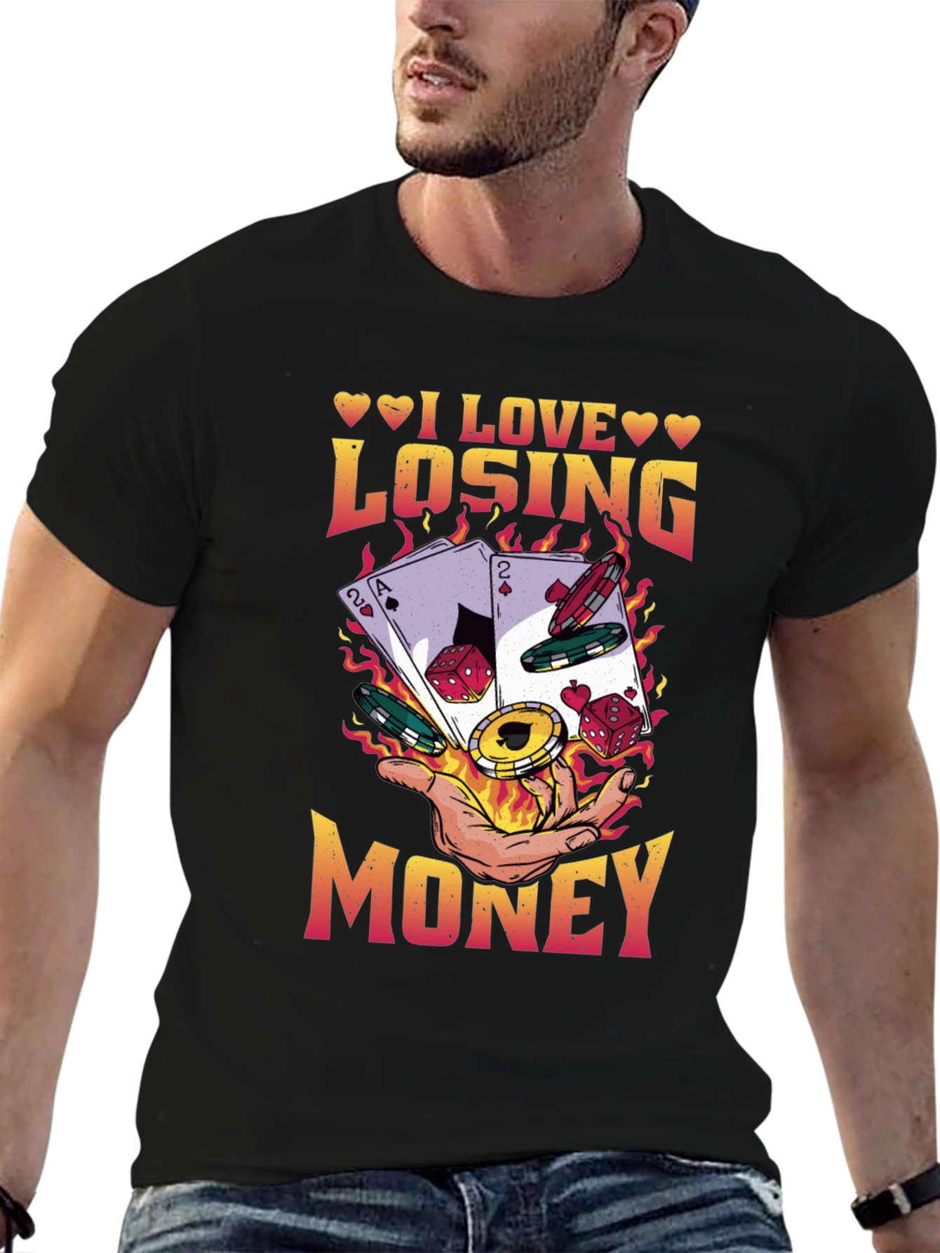 Black I Love Losing Money Funny Poker Gambling T-Shirt view 6