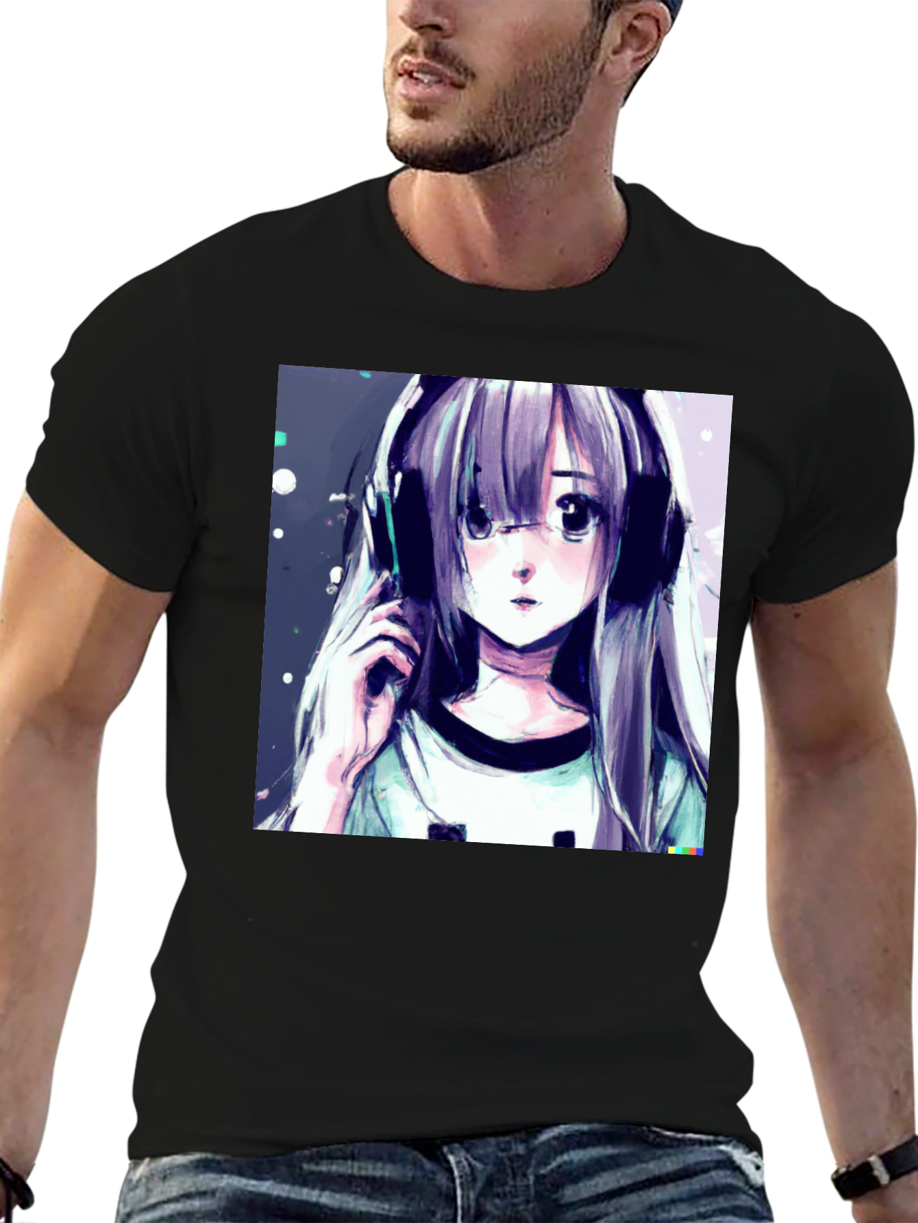 Black Anime Girl Graphic Tee - Stylish Black T-Shirt view 6