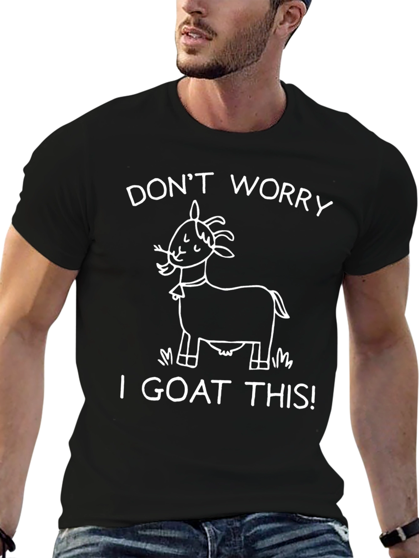 Black I Goat This! Graphic Tee - Funny Animal T-Shirt view 6